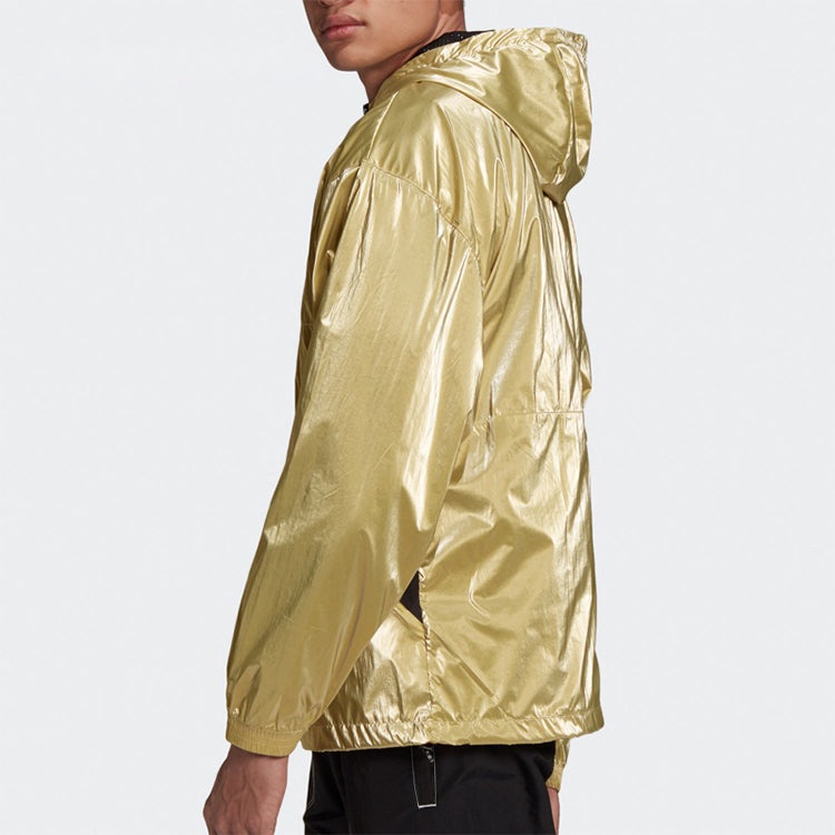 adidas originals TLM 02 WB Gold Half Zipper Pullover hooded Double Sided Windbreaker Jacket Gold Col - 5