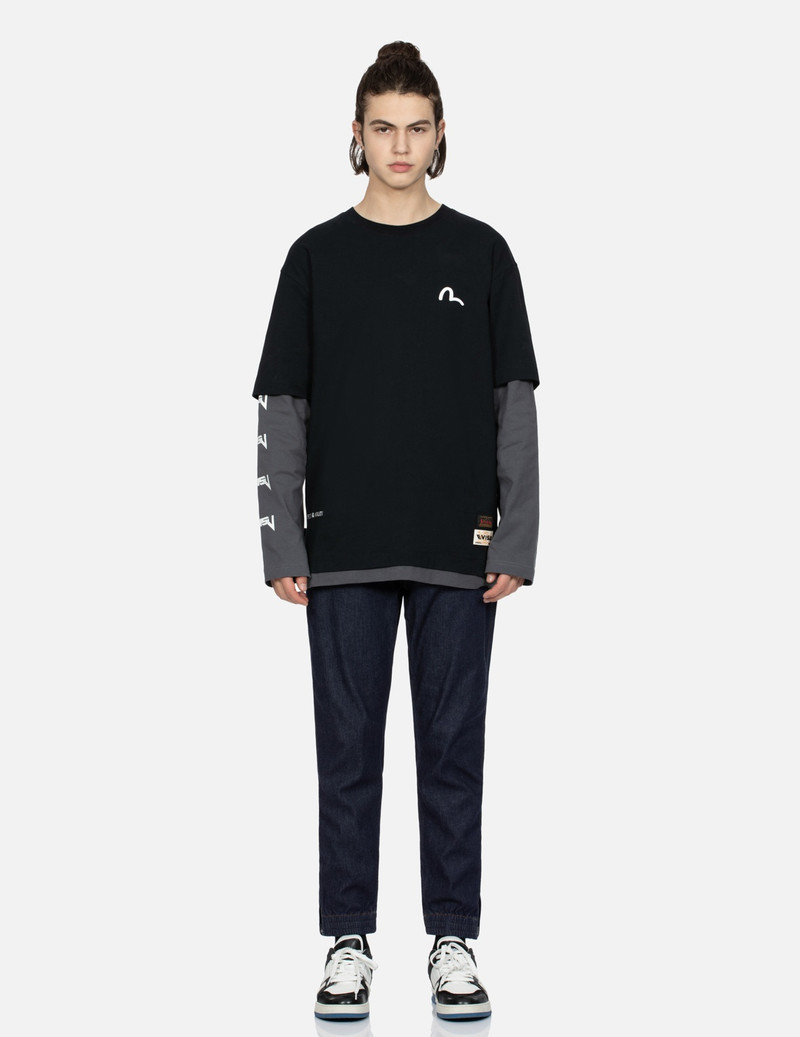 FLAME DAICOCK PRINT SIDE ZIPPED DENIM JOGGER PANTS 6