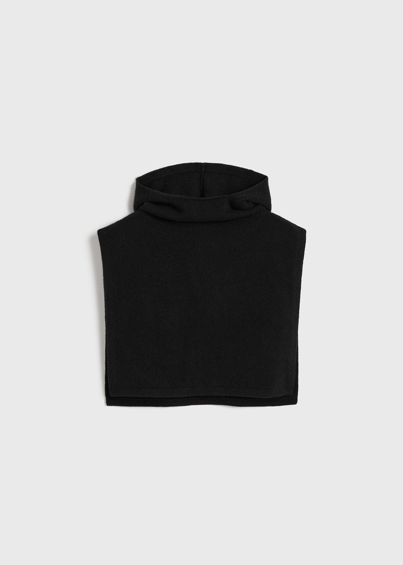 Wool cashmere hoodie bib black 1