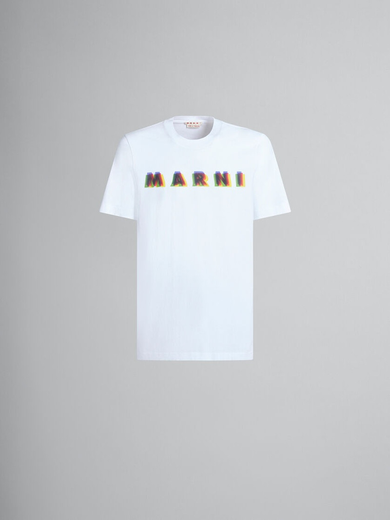 WHITE COTTON T-SHIRT WITH 3D MARNI PRINT 1