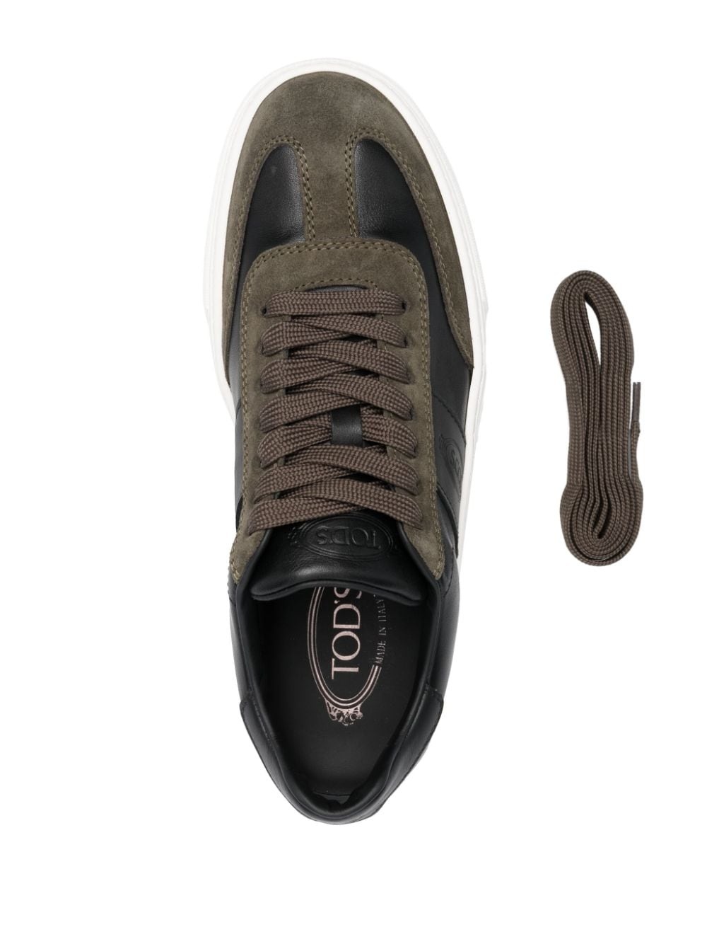 panelled leather sneakers - 4