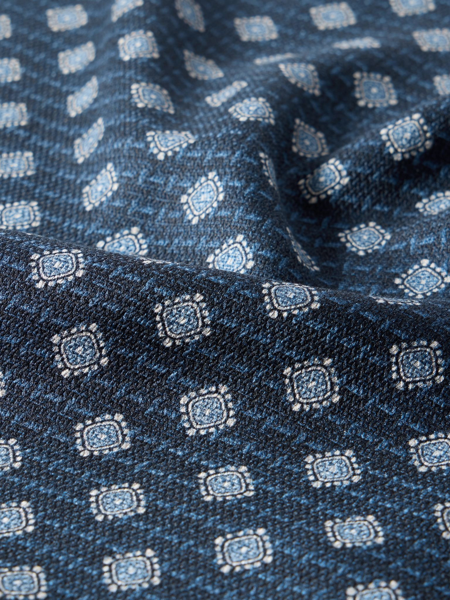 Silk-Jacquard Pocket Square Blue - 3