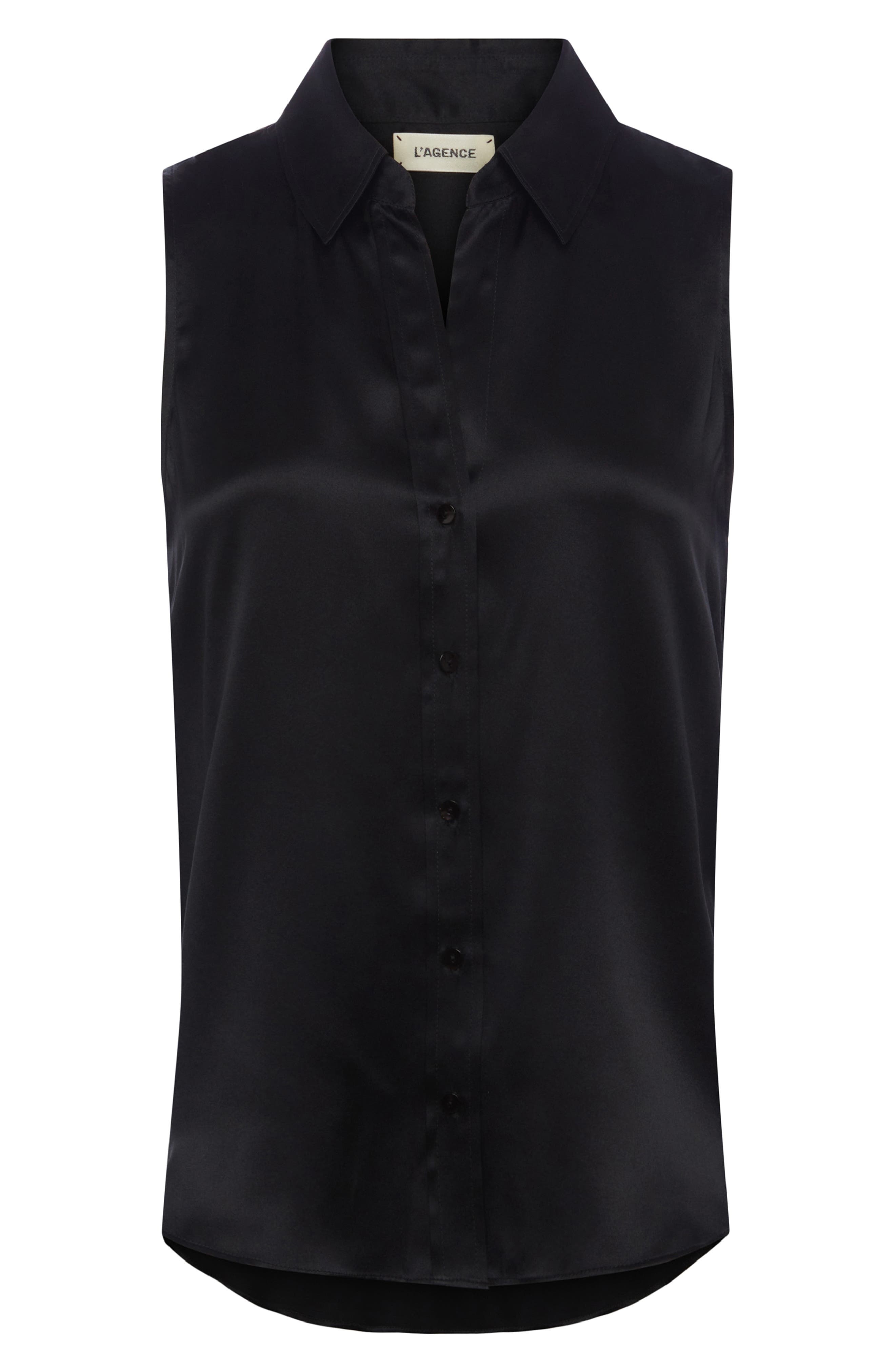L'AGENCE Emmy Sleeveless Silk Blouse in Black at Nordstrom - 4