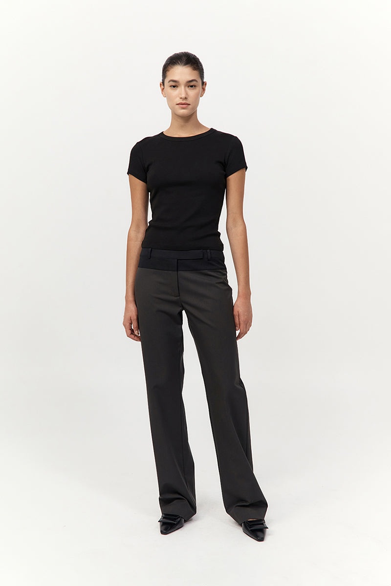 90s Splice Panelled Pants - Black Olive / Black - 2