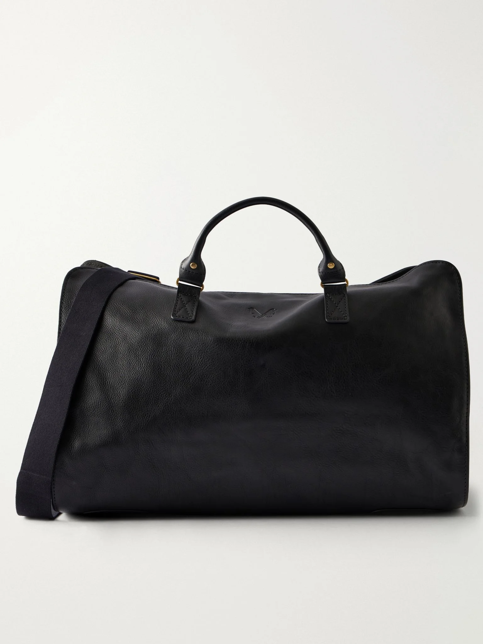 S.C. Holdall Convertible Full-Grain Leather and Cotton-Twill Weekend Bag Black - 1