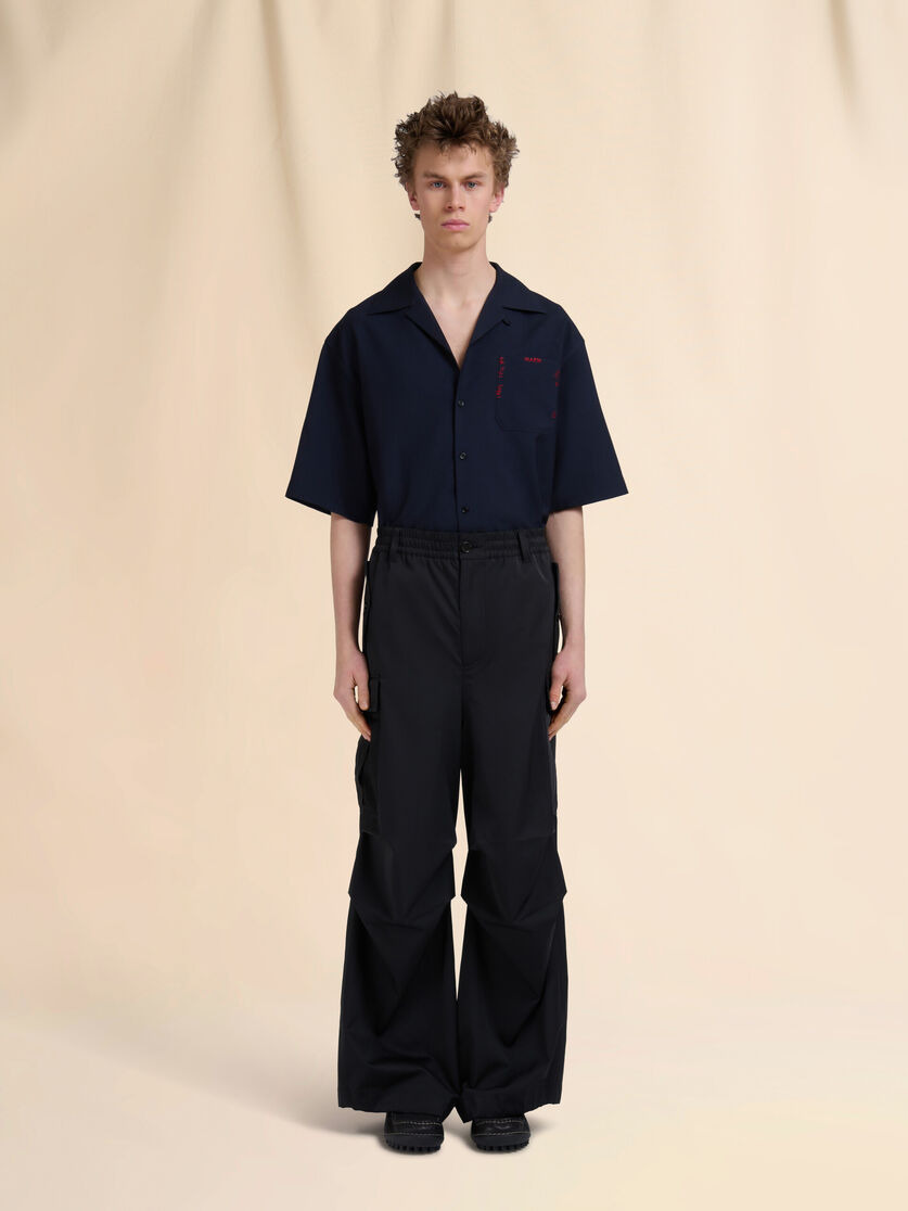 BLACK WATER-REPELLENT TAFFETA CARGO PANTS - 2