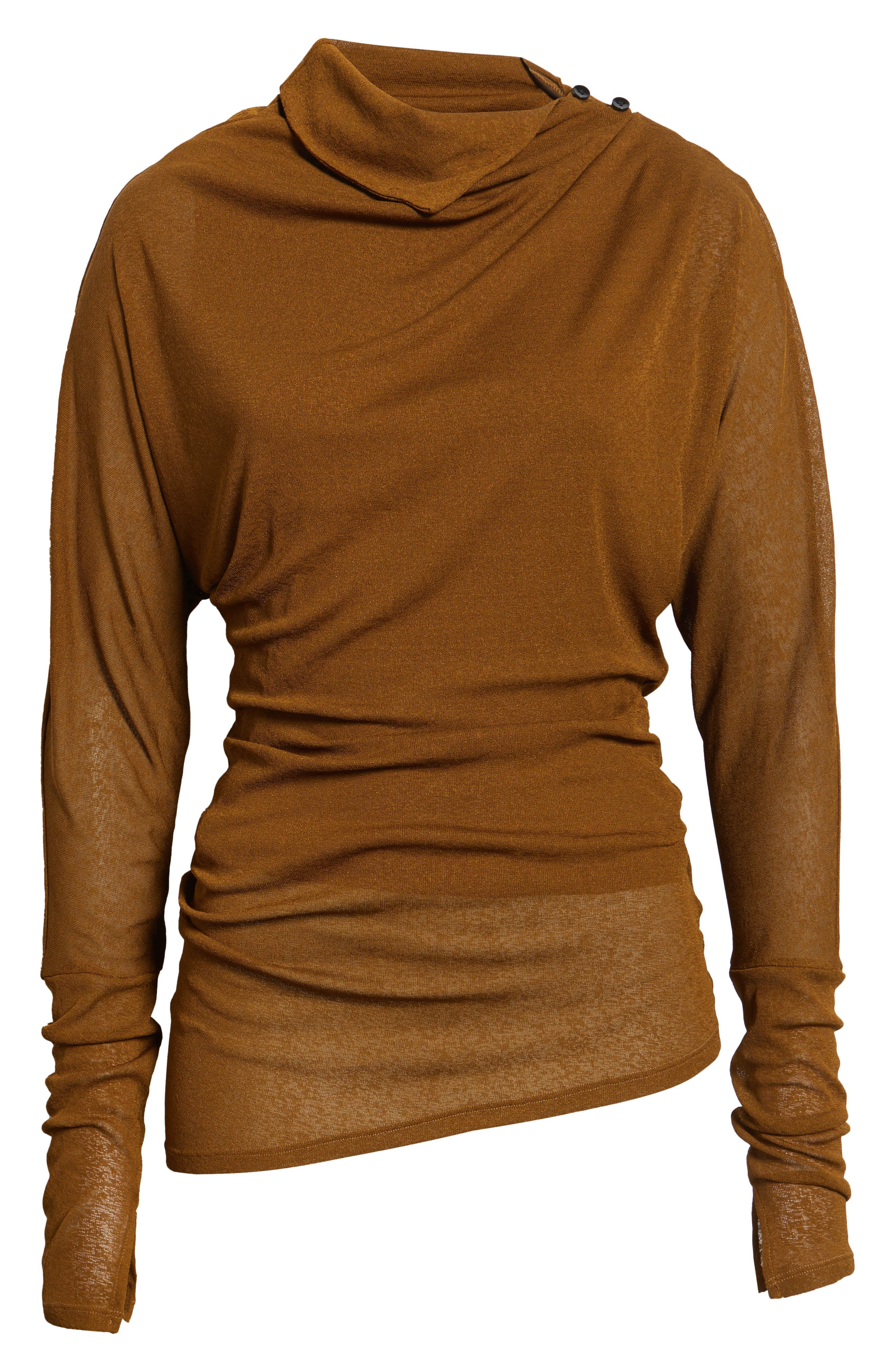 Proenza Schouler Golda Long Sleeve Jersey Top in Tobacco at Nordstrom - 5