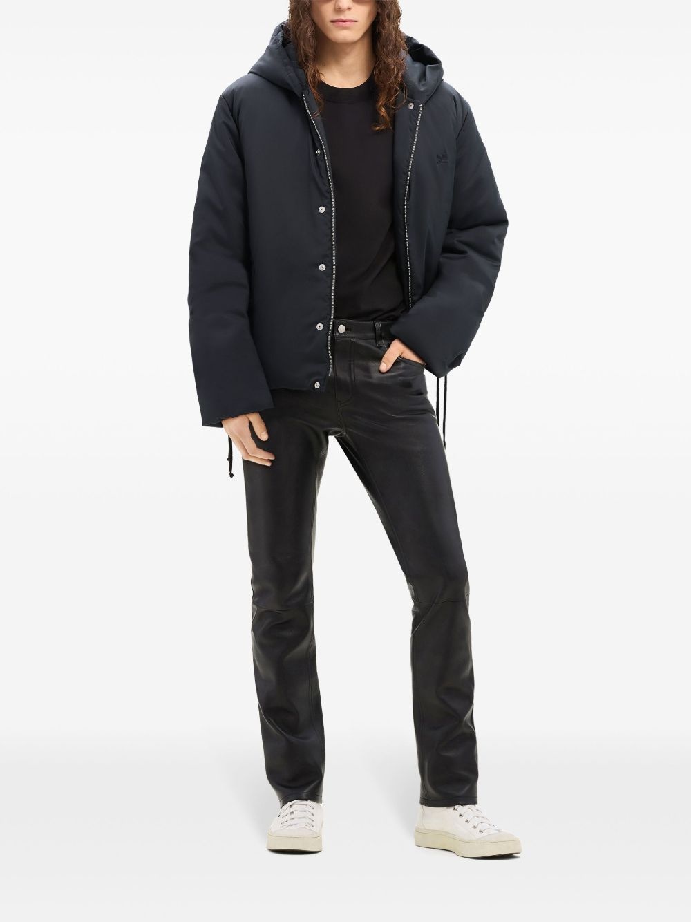 logo-appliqué hooded puffer jacket - 3