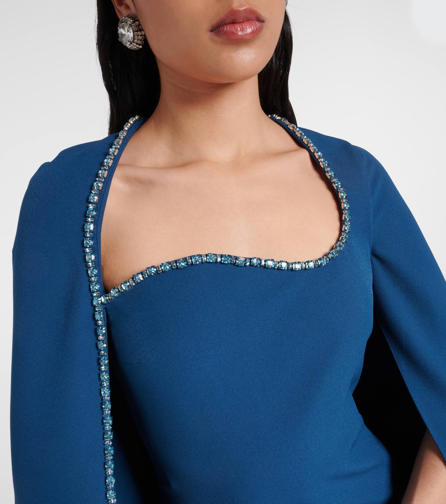Mattia embellished caped crêpe gown - 4