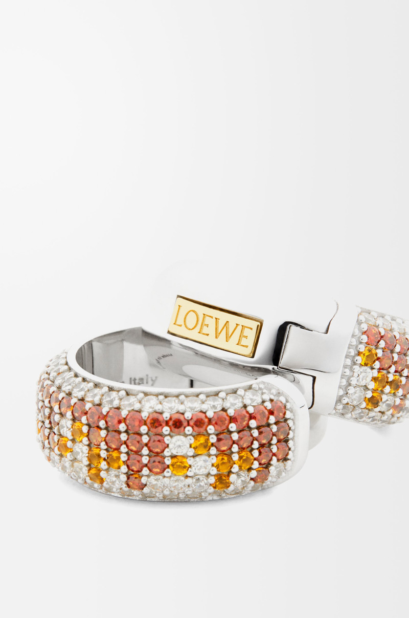 Loewe Pavé hoop earrings in sterling silver and crystals outlook