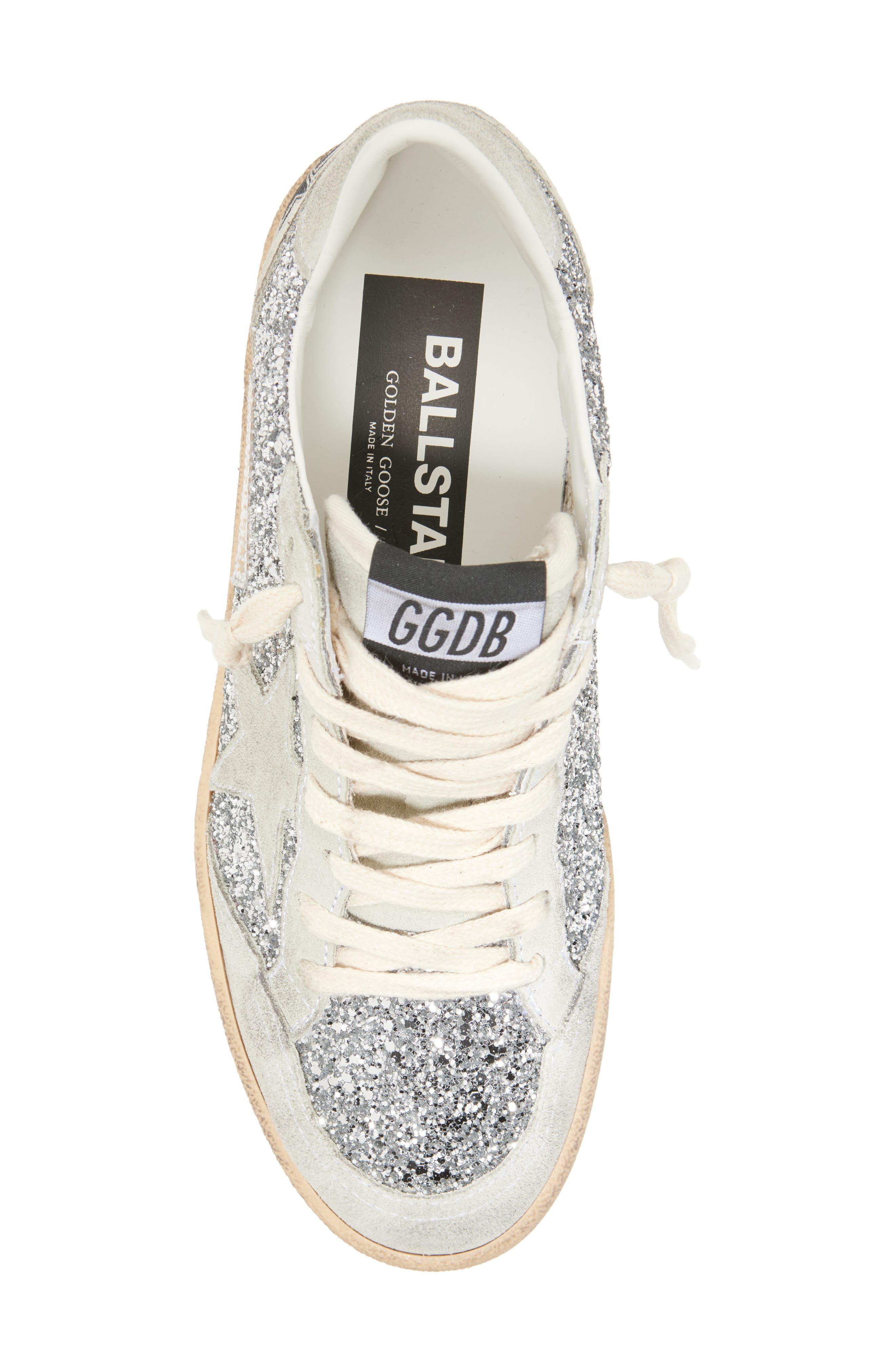 Golden Goose Ball Star Glitter Sneaker in Silver/Ice at Nordstrom - 5