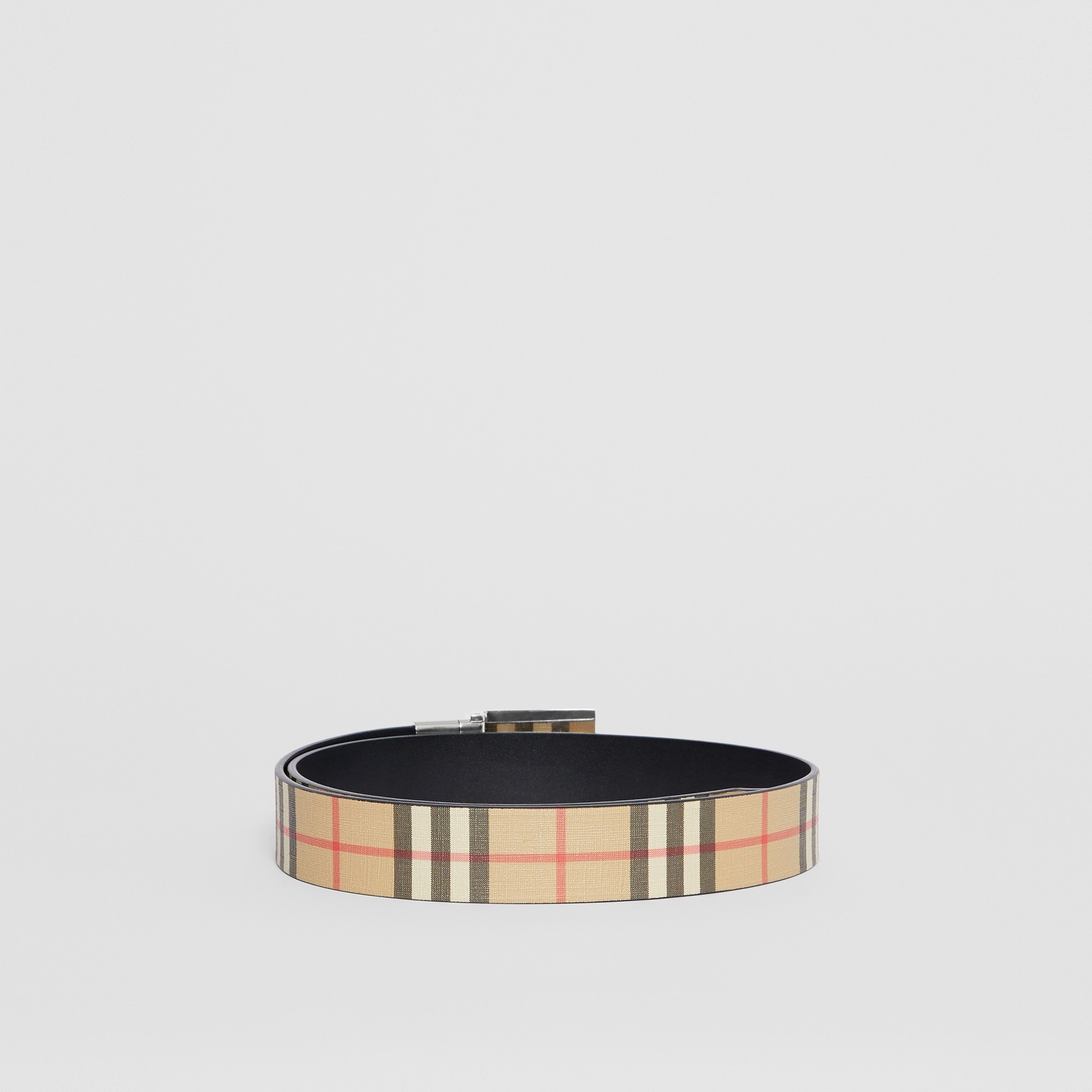 Reversible Plaque Buckle Vintage Check and Leather Belt - 5