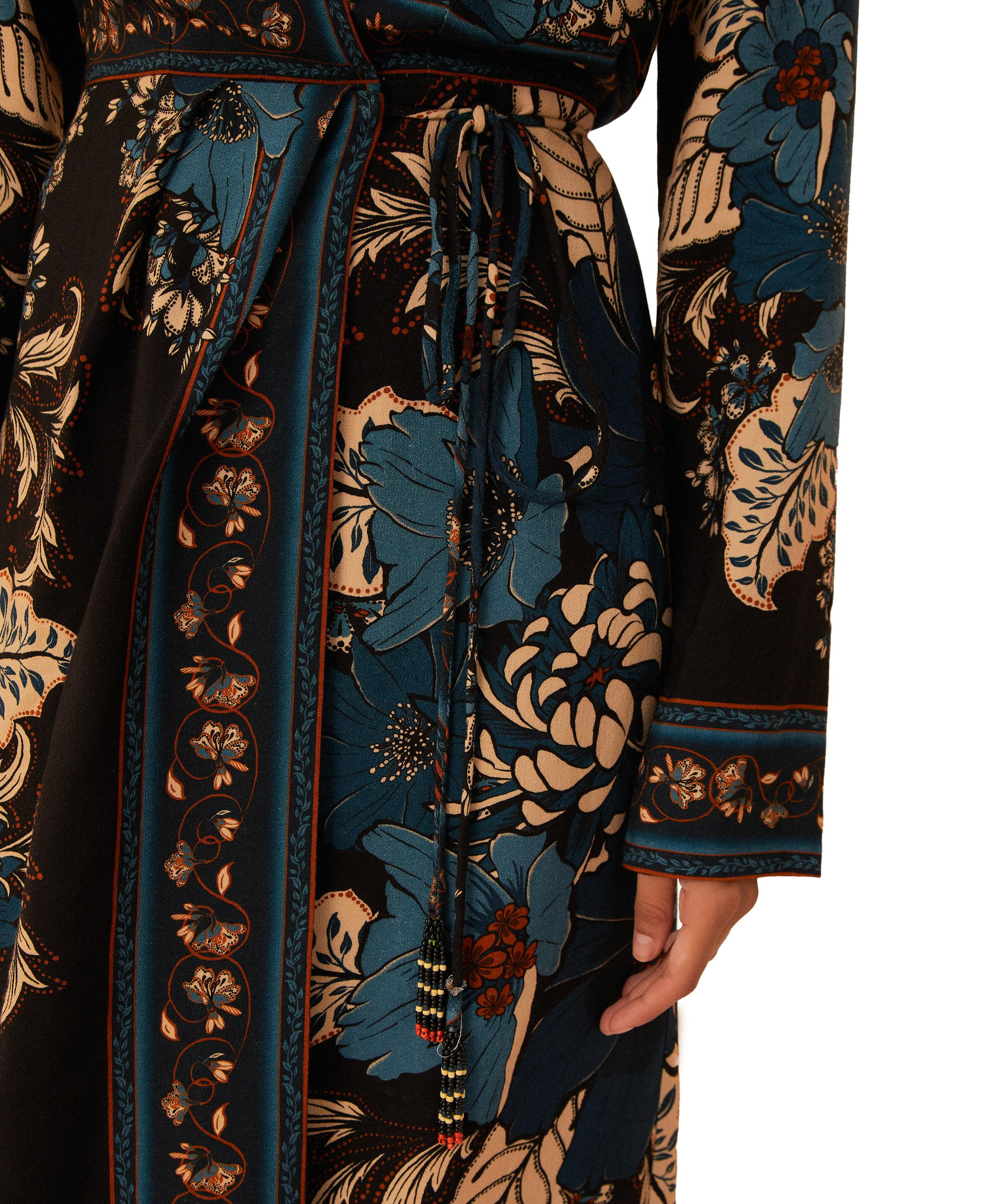 Blossom Tapestry Long Sleeve Wrap Dress - 4