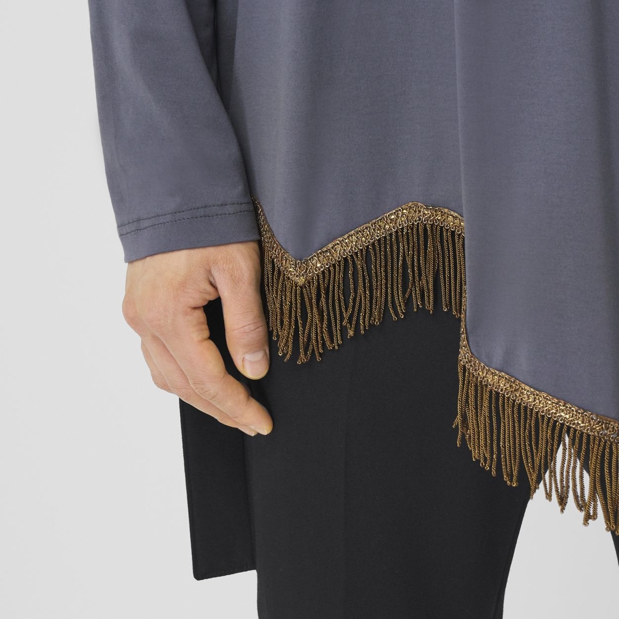 Bullion Fringing Long-sleeve Cotton Top - 5