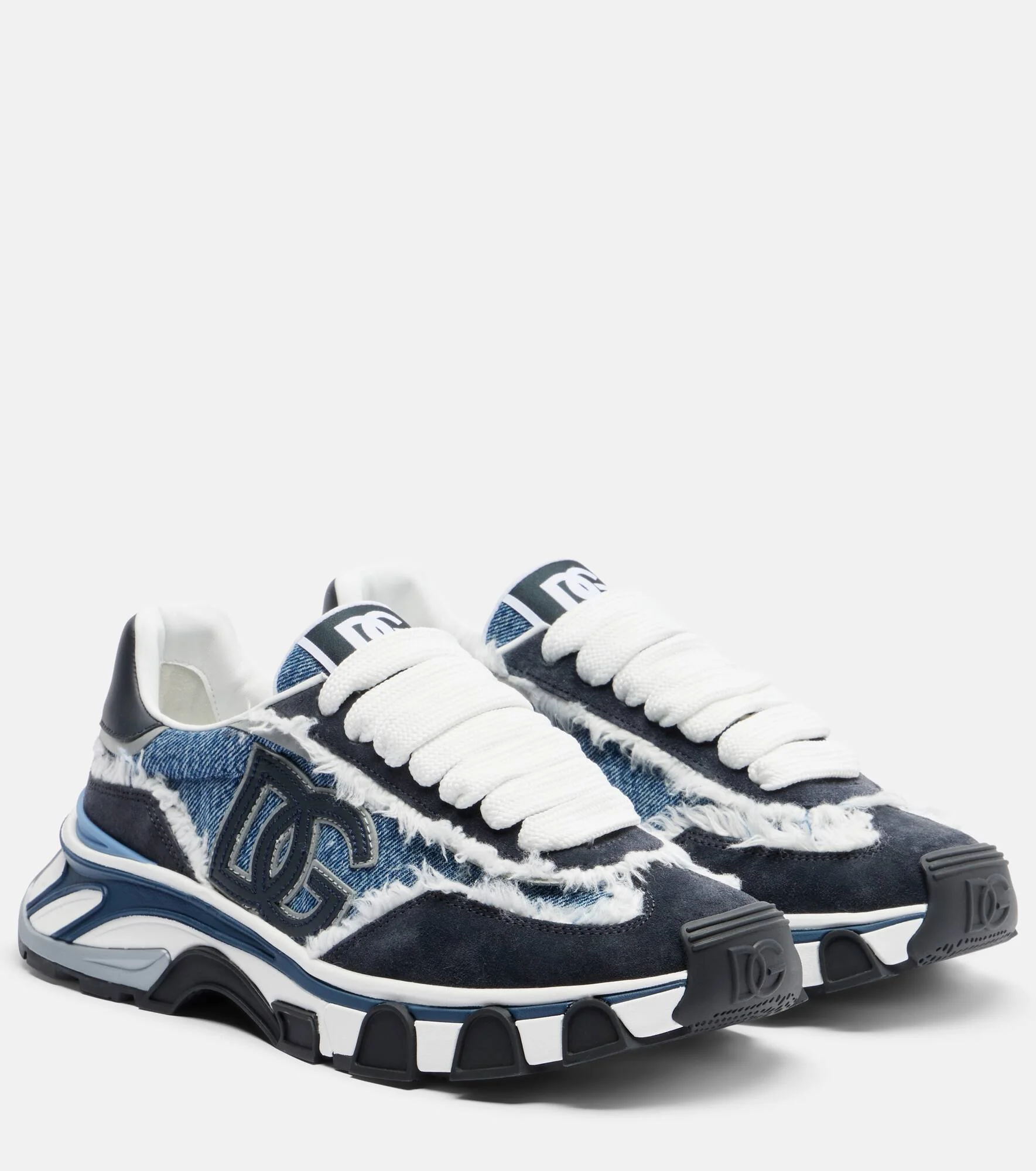 Runner distressed denim sneakers - 1