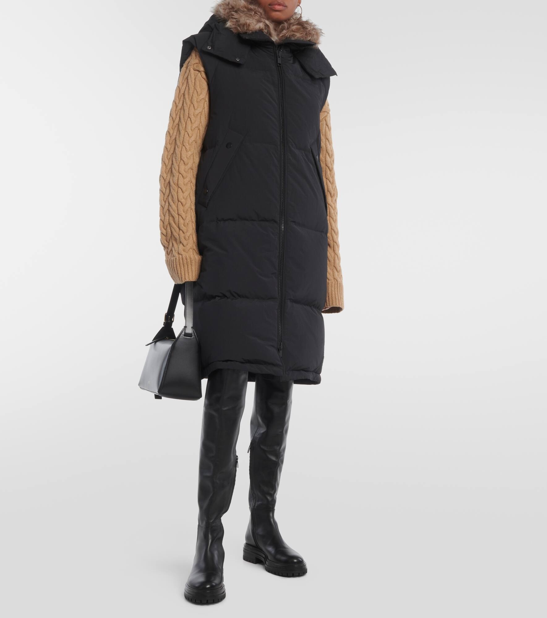 Shearling-trimmed padded vest - 6