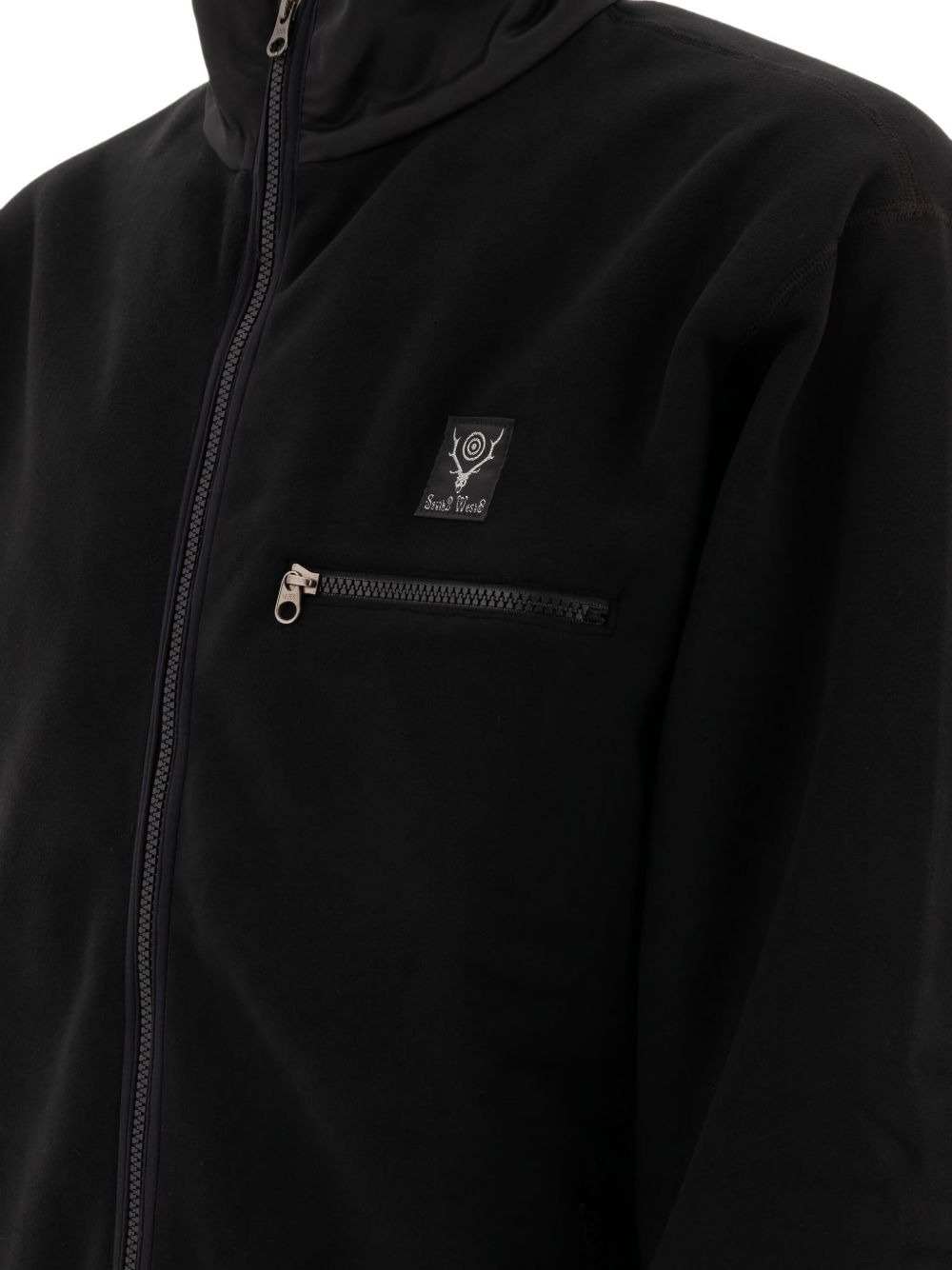 logo-patch zip-front fleece jacket - 4