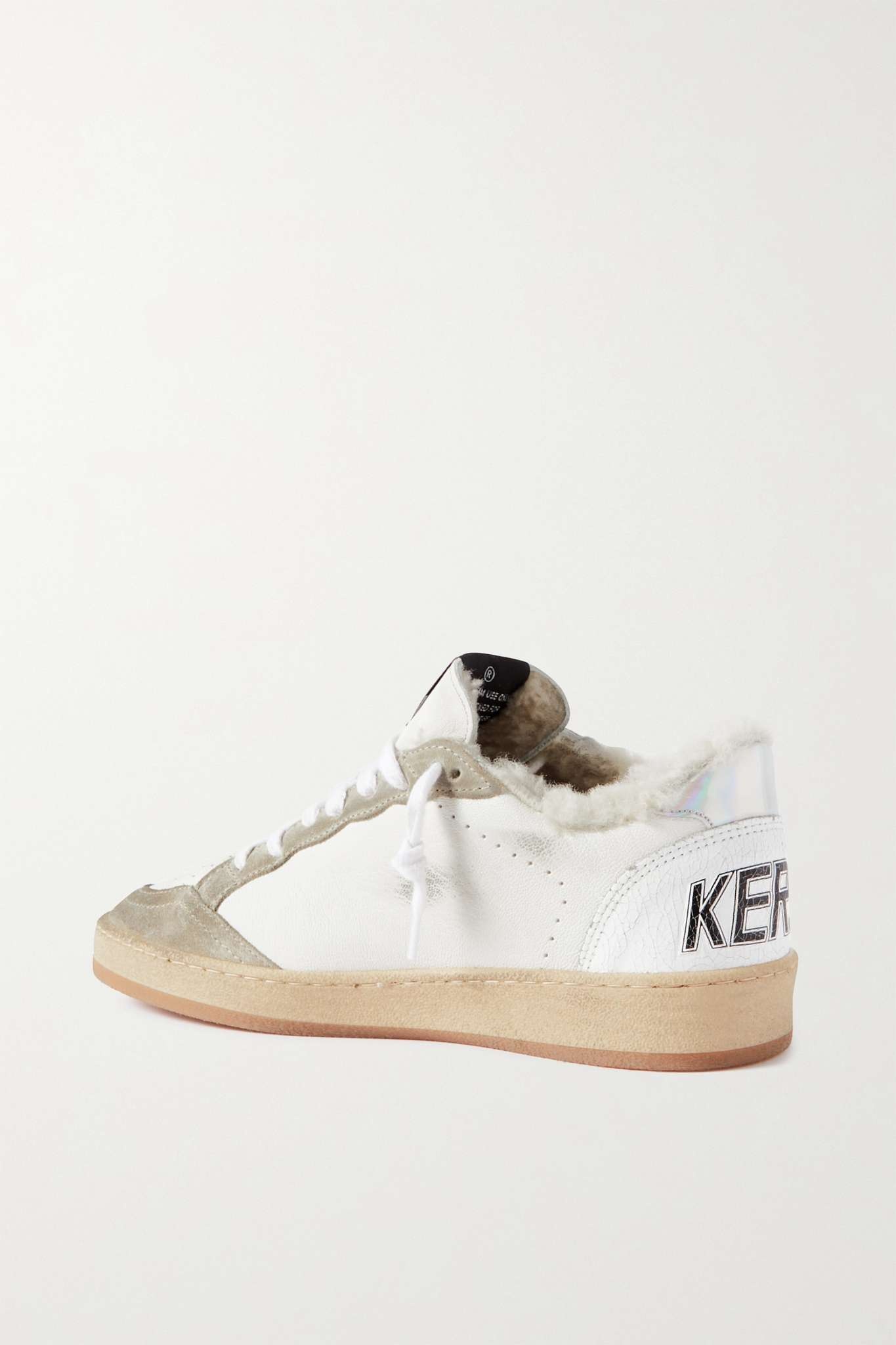 Ball Star distressed metallic leather and canvas sneakers - 3