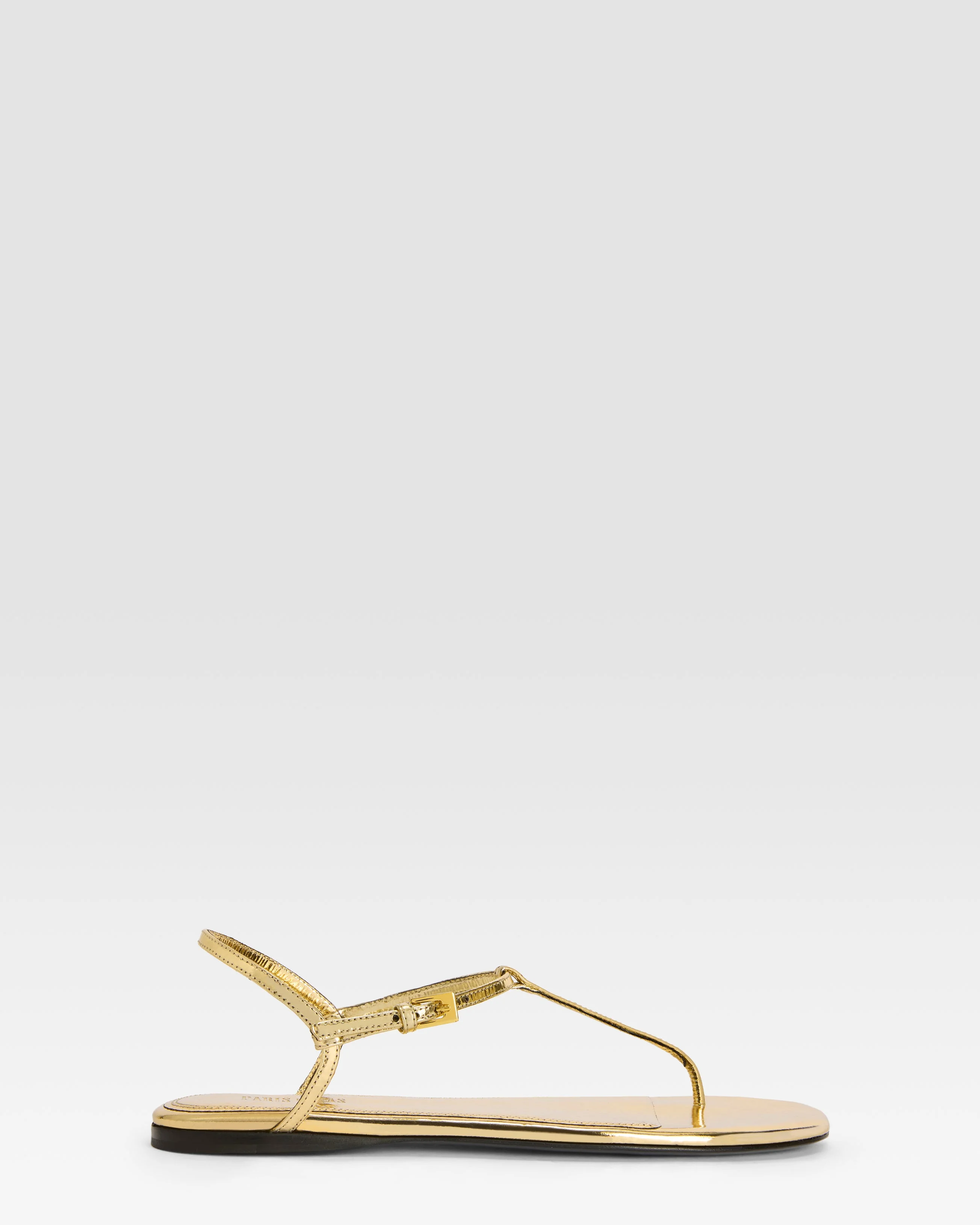 Metallic-effect pleated leather flat sandal - 1