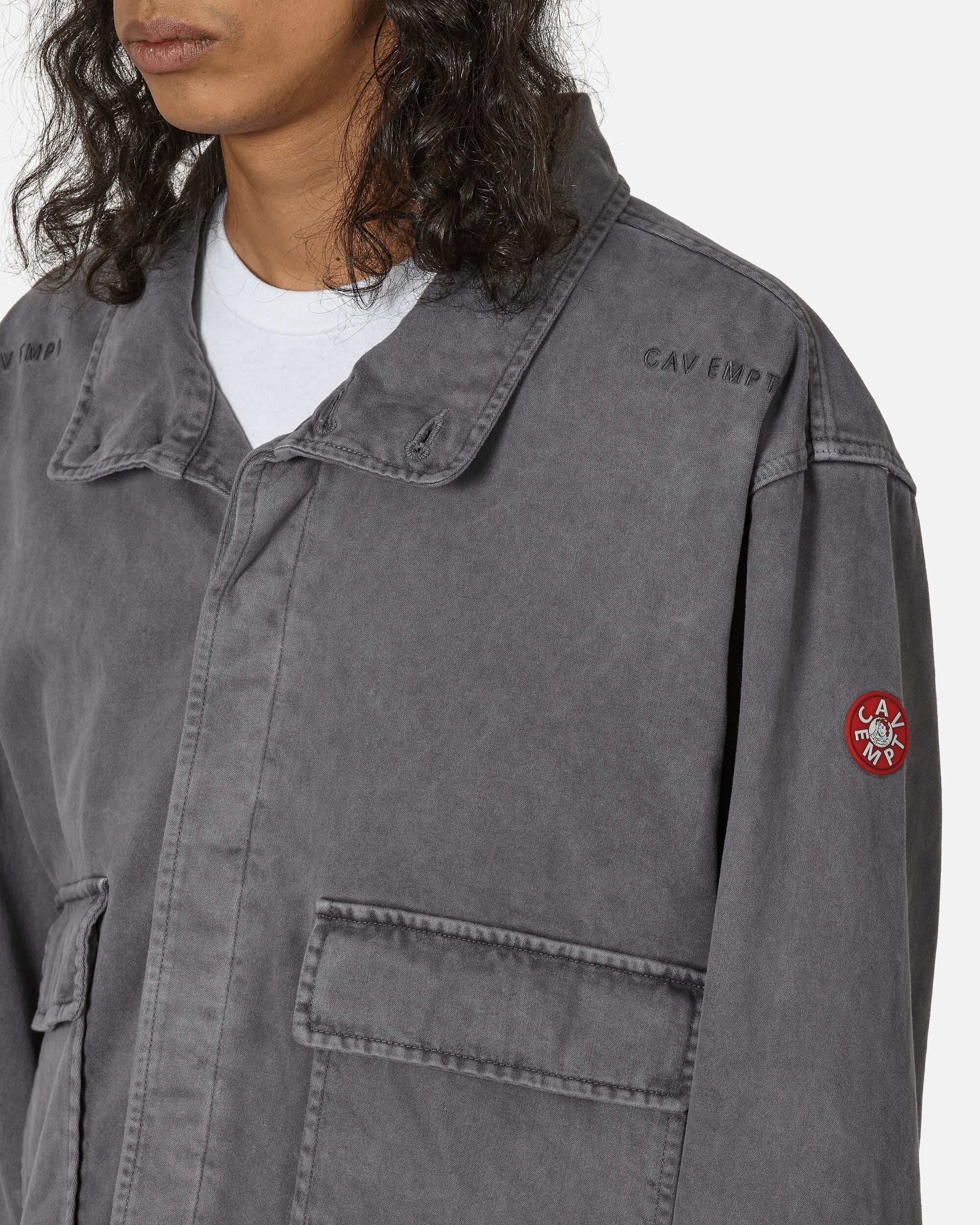 Cav Empt Overdye Brushed Cotton Button Jacket Charcoal