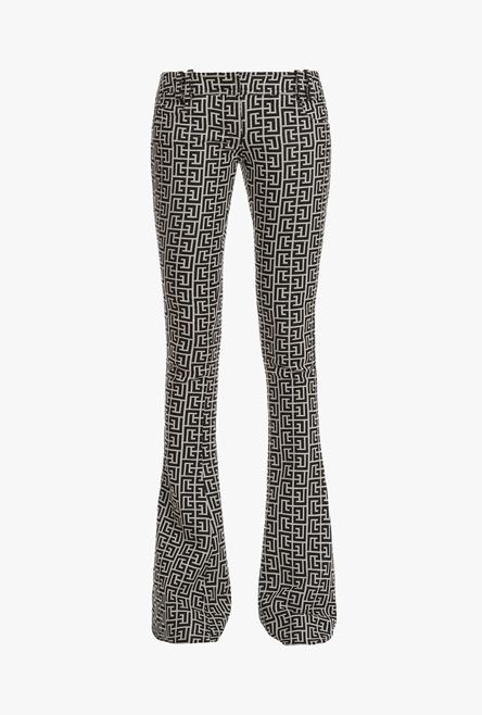 Bicolor jacquard wool bootcut pants - 1