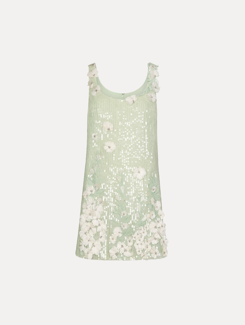 FOXGLOVE EMBROIDERED SEQUIN TULLE SHIFT DRESS 1