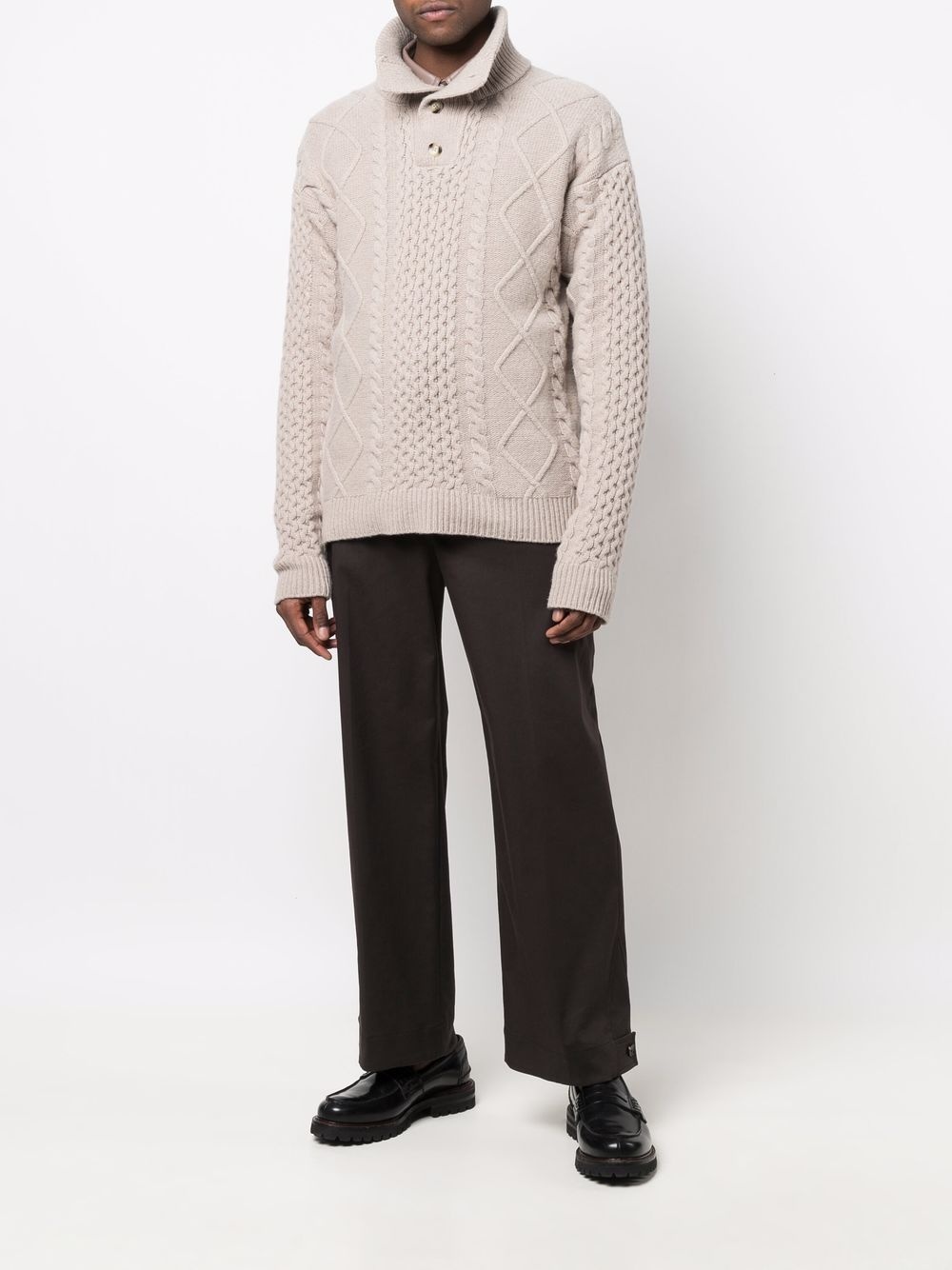 BUTTON-COLLAR CABLE-KNIT JUMPER - 5