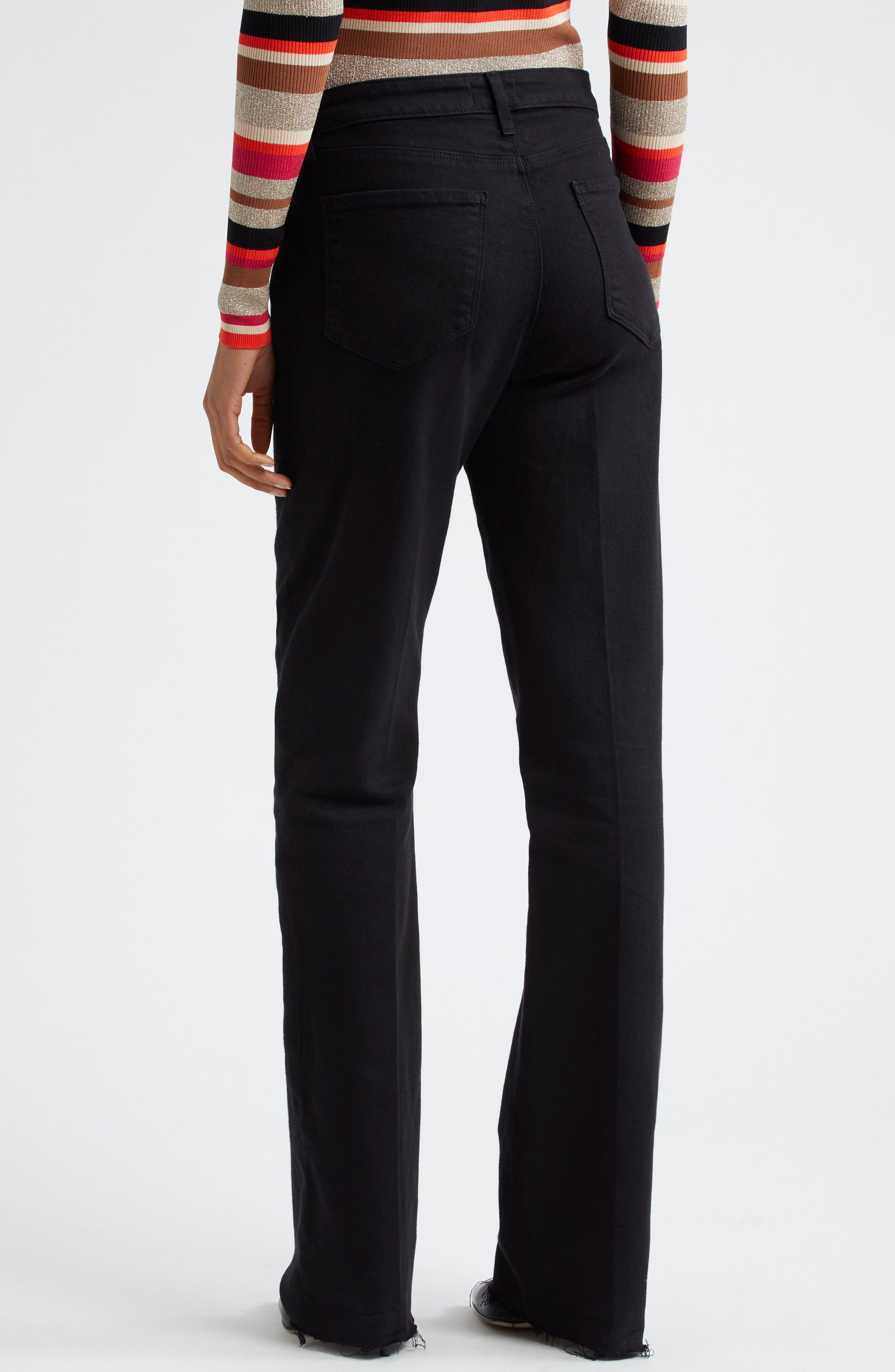 L'AGENCE Ruth High Rise Straight Leg Jeans in Black at Nordstrom - 3