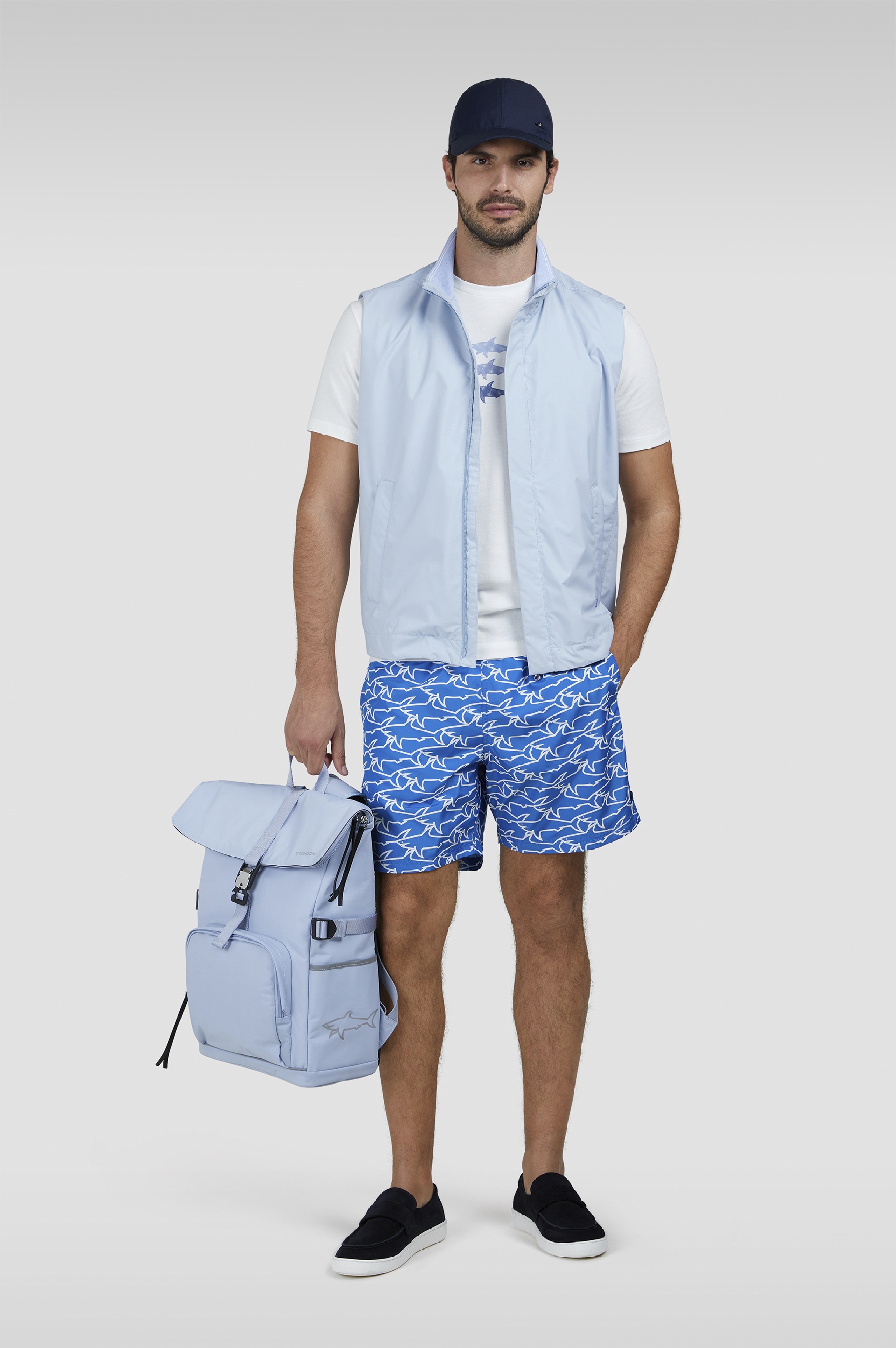 SWIM SHORTS WITH ALL-OVER SHARK PRINT - 2