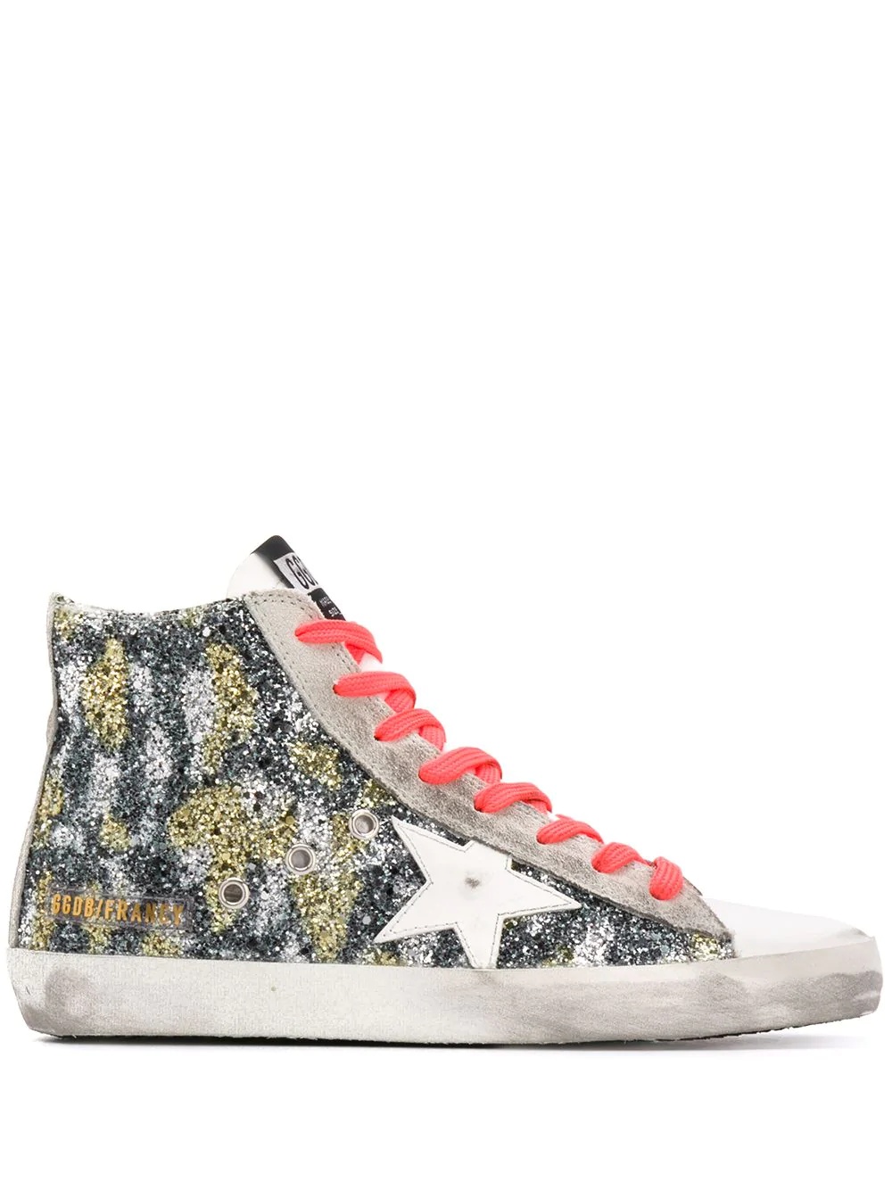 distressed-finish multi-panel design sneakers - 1