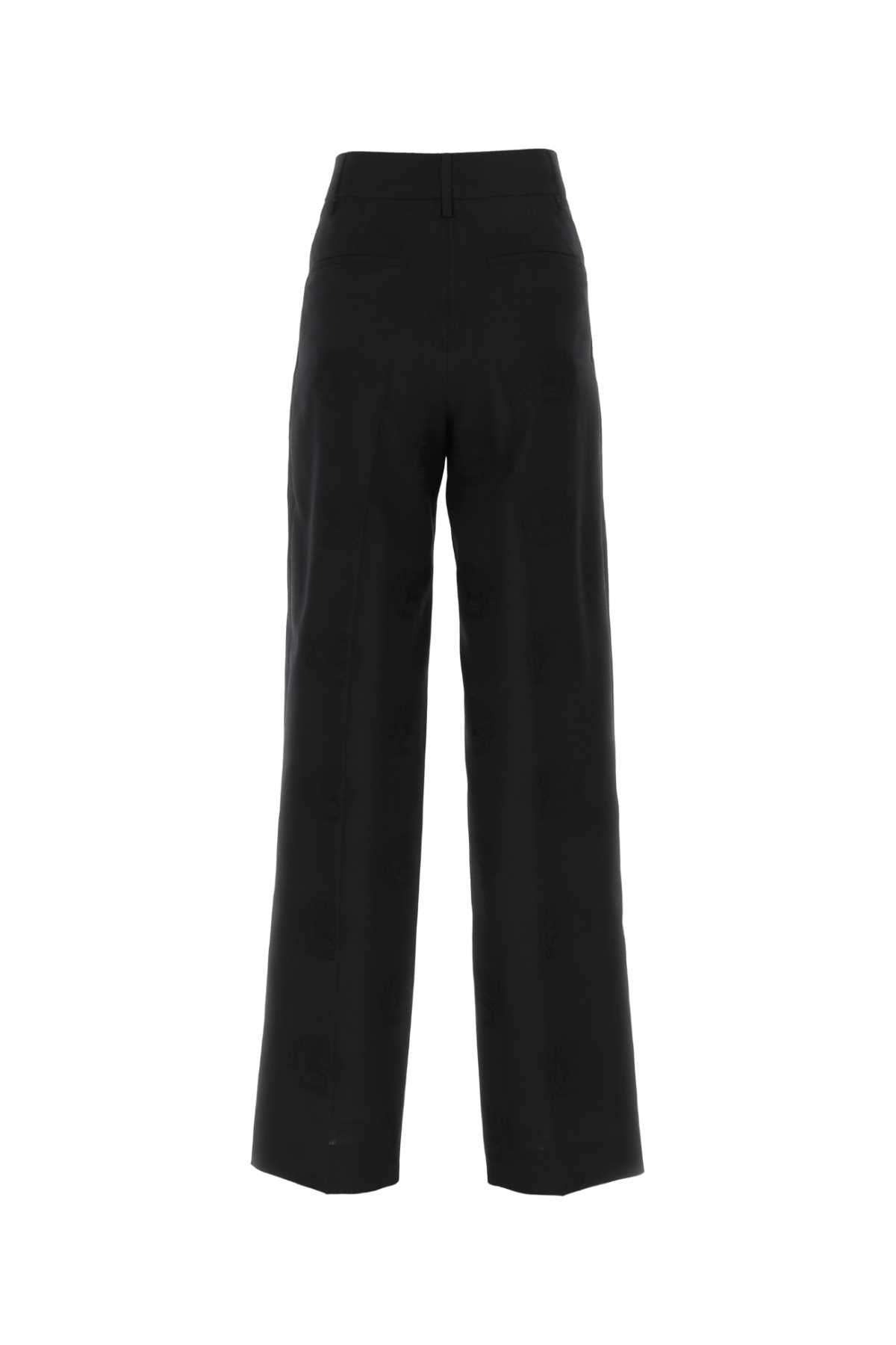 Burberry Women Black Wool Blend Wide-Leg Pant - 2