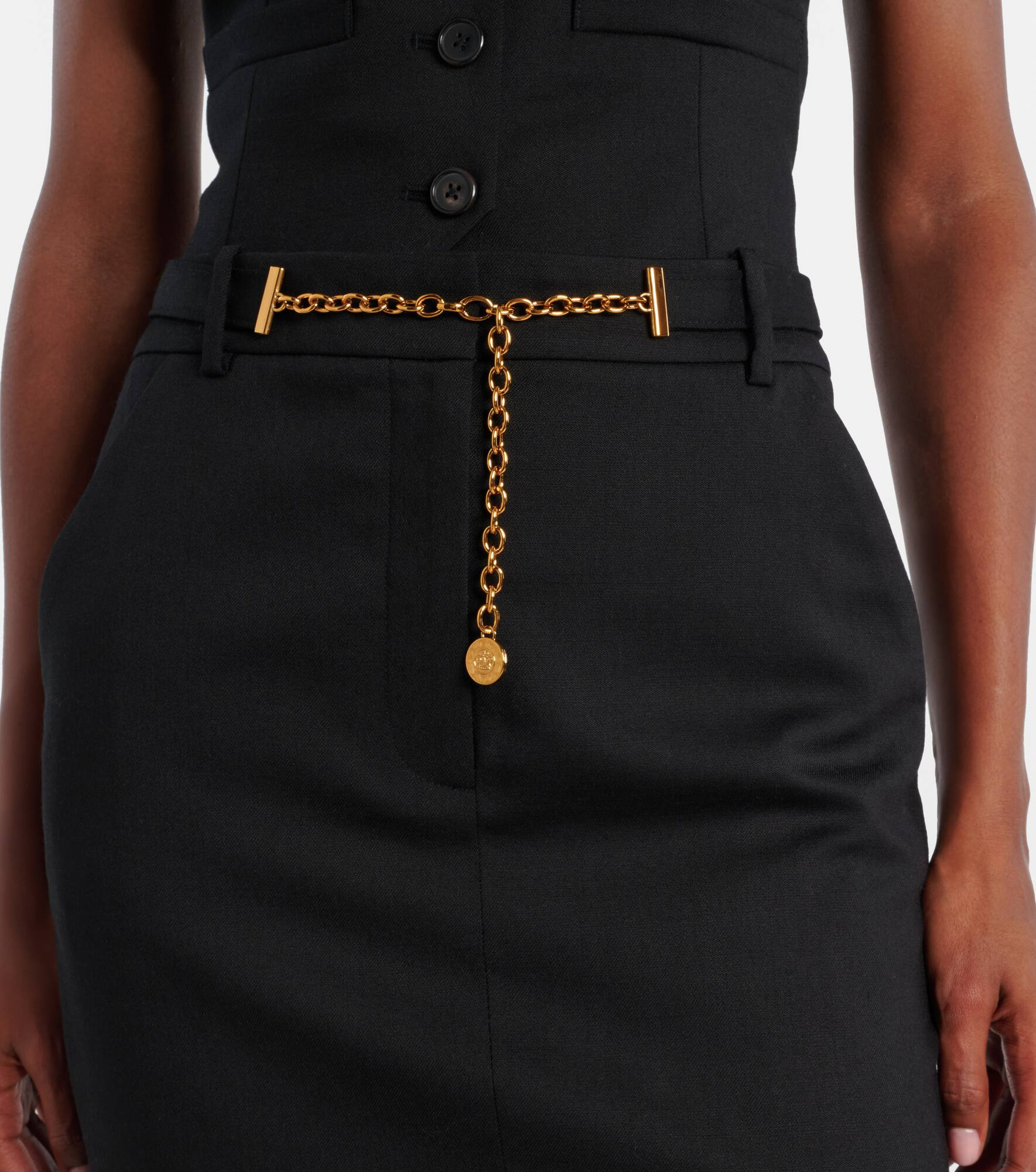 Belted wool pencil skirt - 4