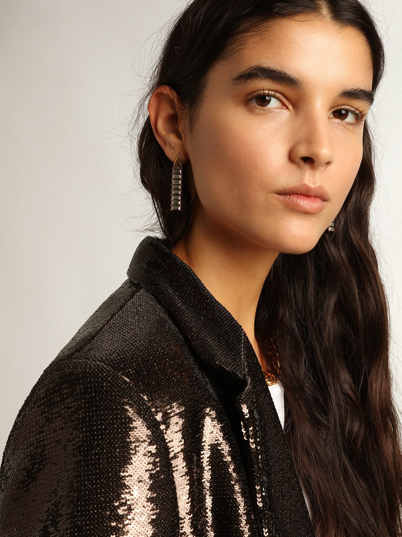 Golden Goose Drop earrings with antique gold star and baguette-shaped crystals outlook