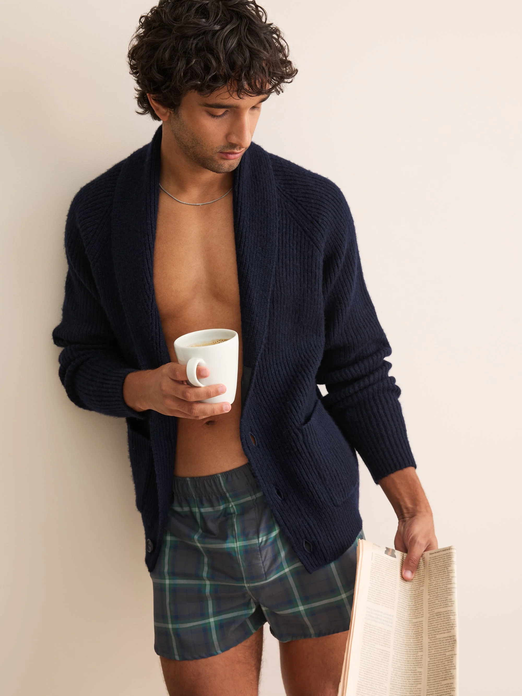 Barker Cotton Modern Fit Boxers Charcoal & Green Check - 1