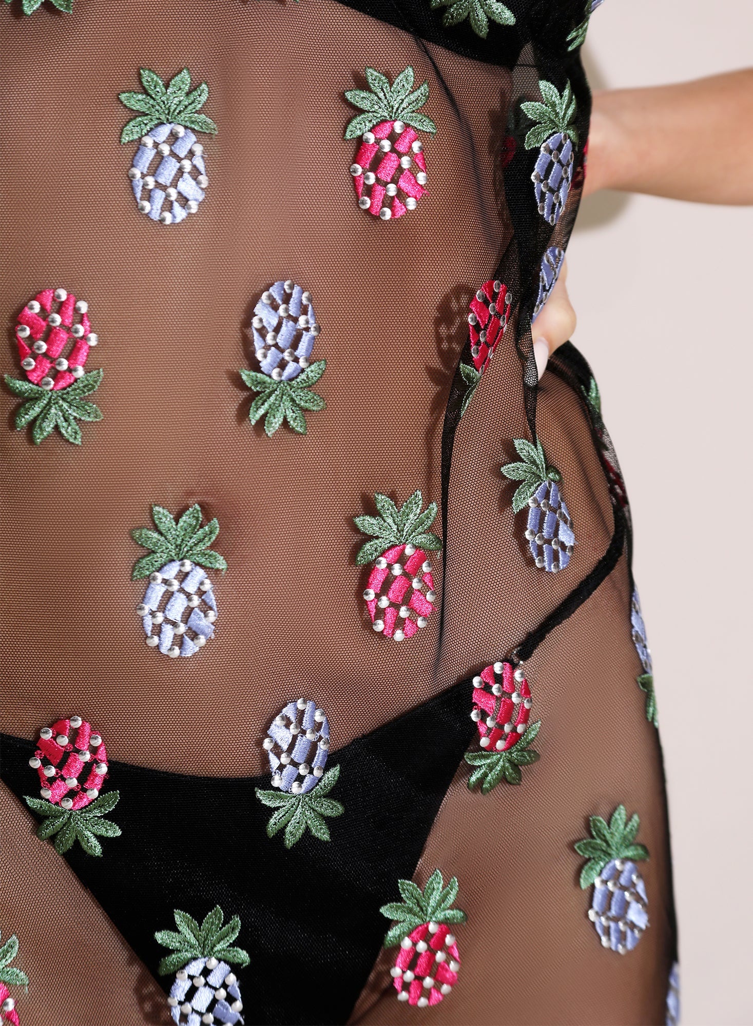 Pineapple Embroidery Slip Dress - 7