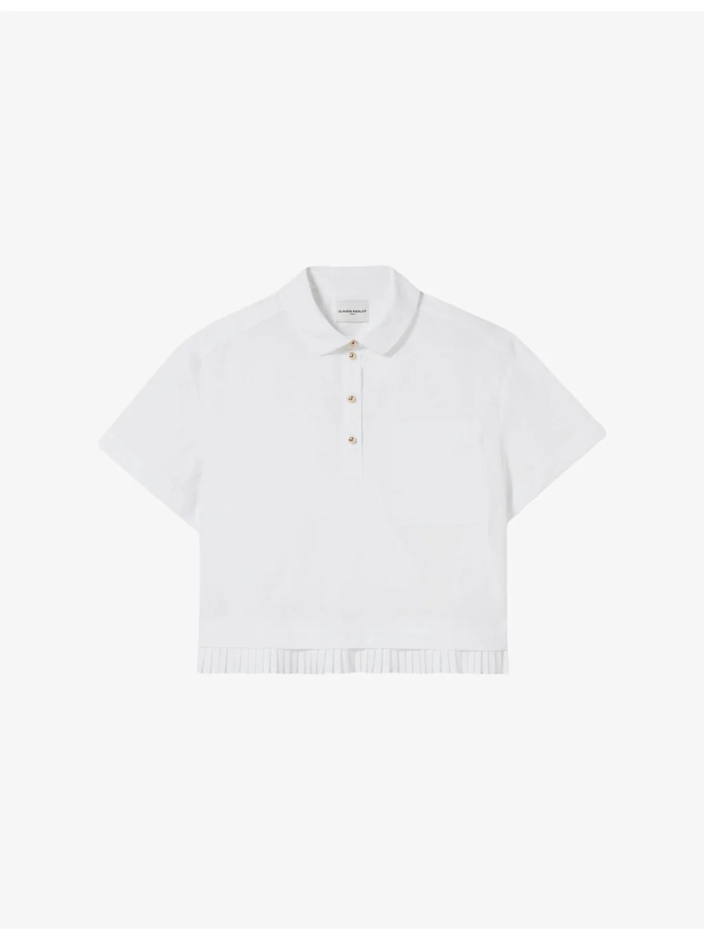 Pleated-Hem Patch-Pocket Cotton Top - 1