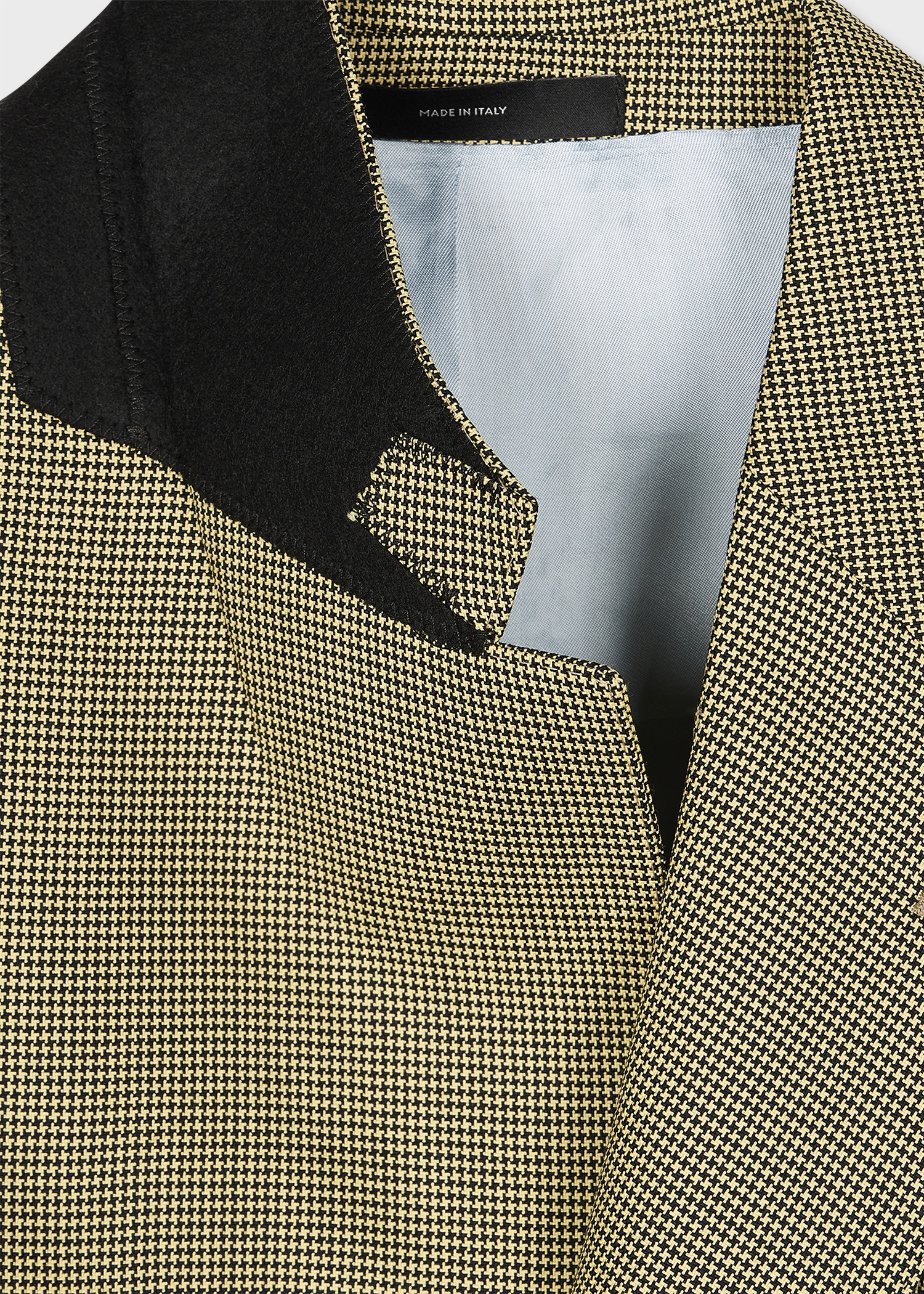 Yellow Overdyed Micro Houndstooth Wool Blazer - 3
