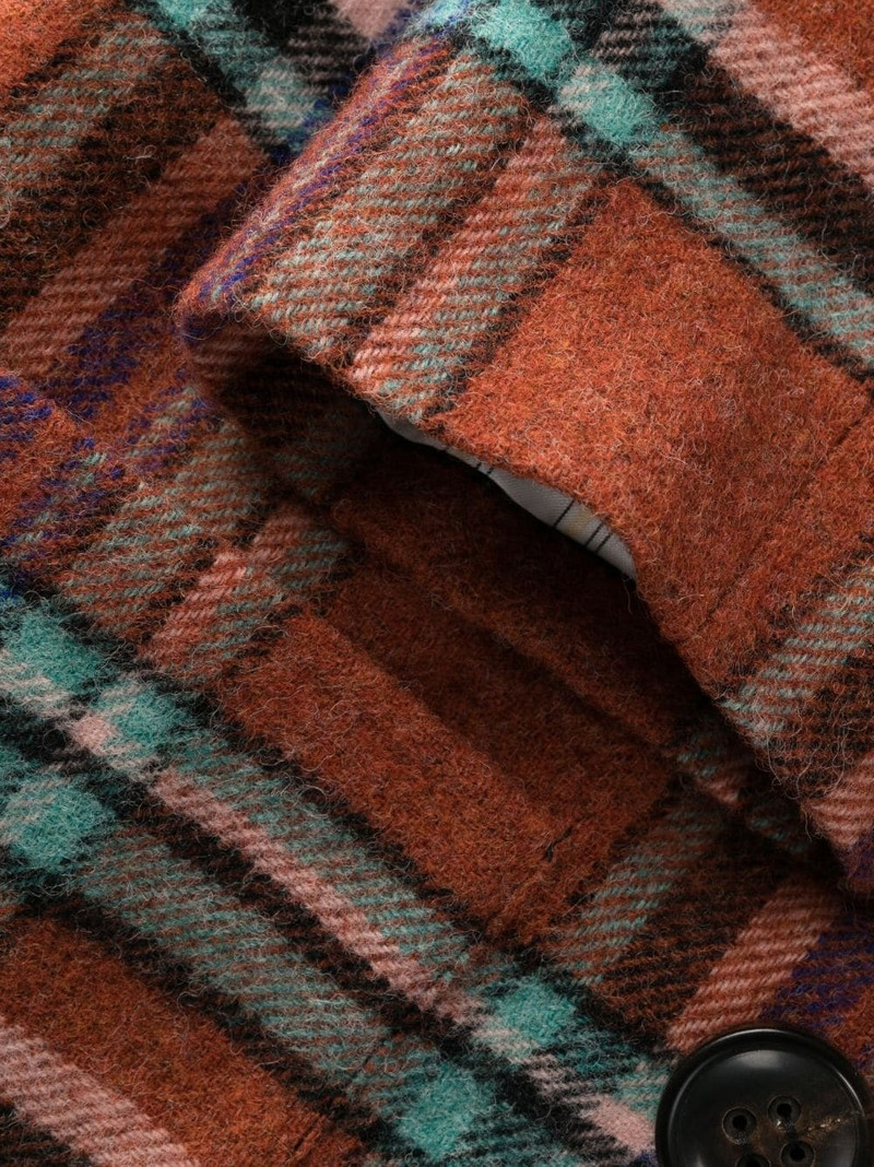 check-pattern single-breasted wool coat 6