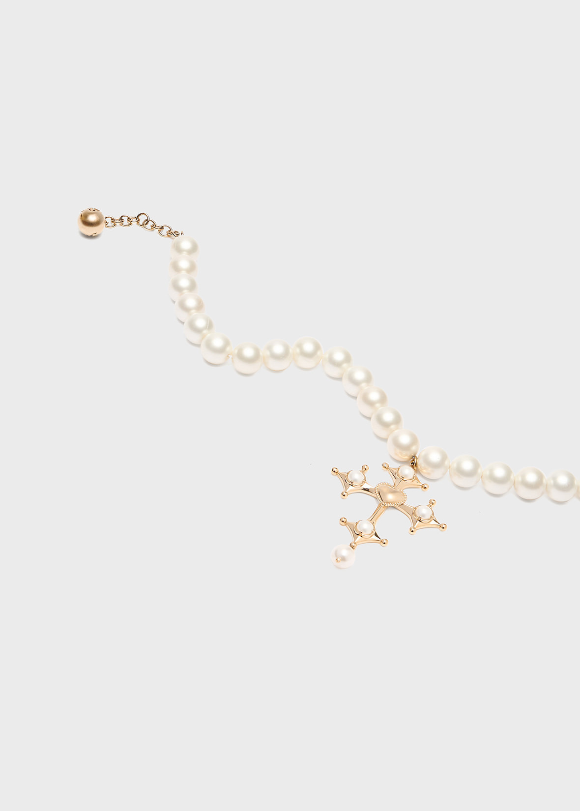 METAL CHOKER WITH PEARLS AND PENDANT - 3