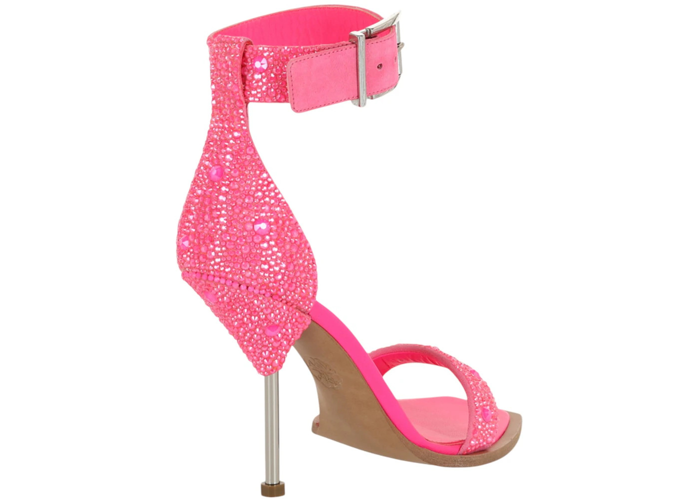 Alexander McQueen Crystal Embellished Heel Sandals Pink Silver (Women's) - 3