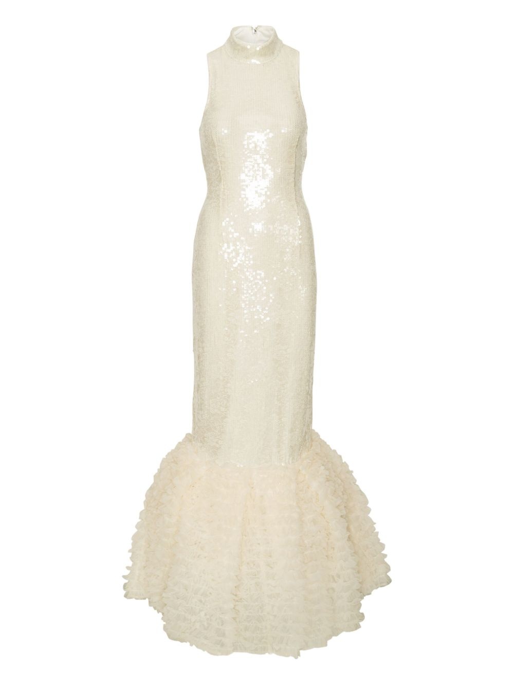 sequin-embellished ruffled gown - 1