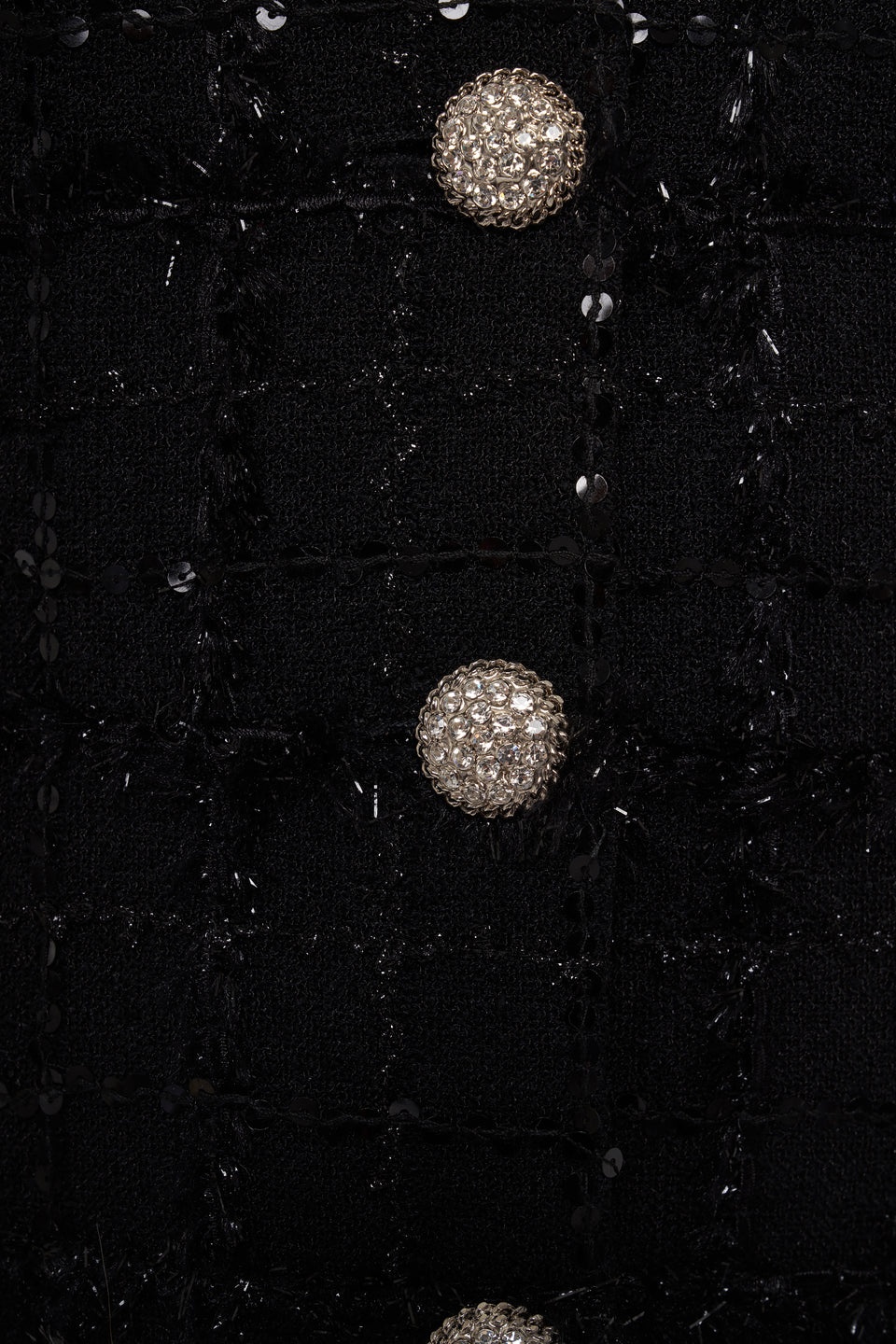 SEQUIN CHECKED TWEED ROUND NECK JACKET - 3
