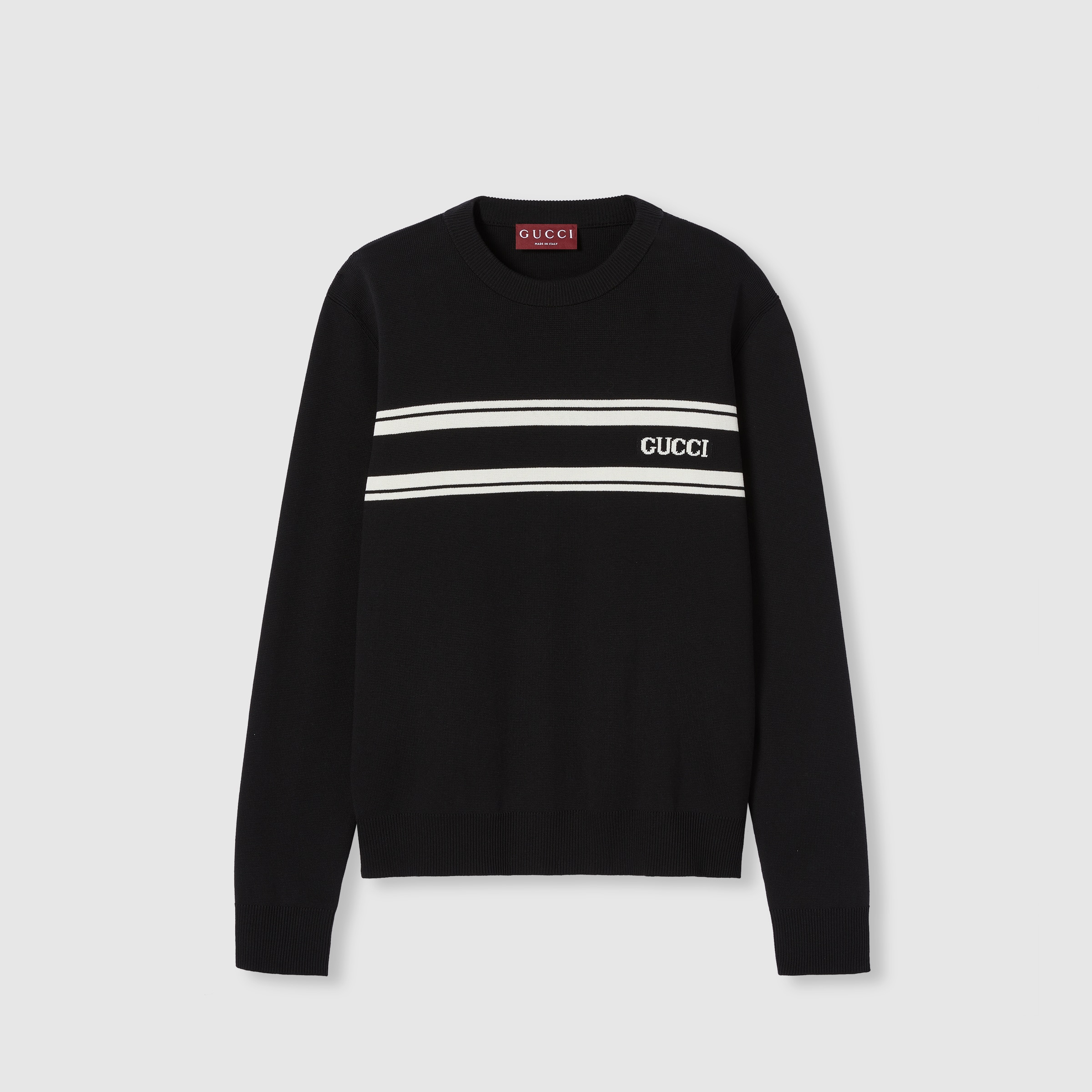 Silk cotton sweater with intarsia - 1