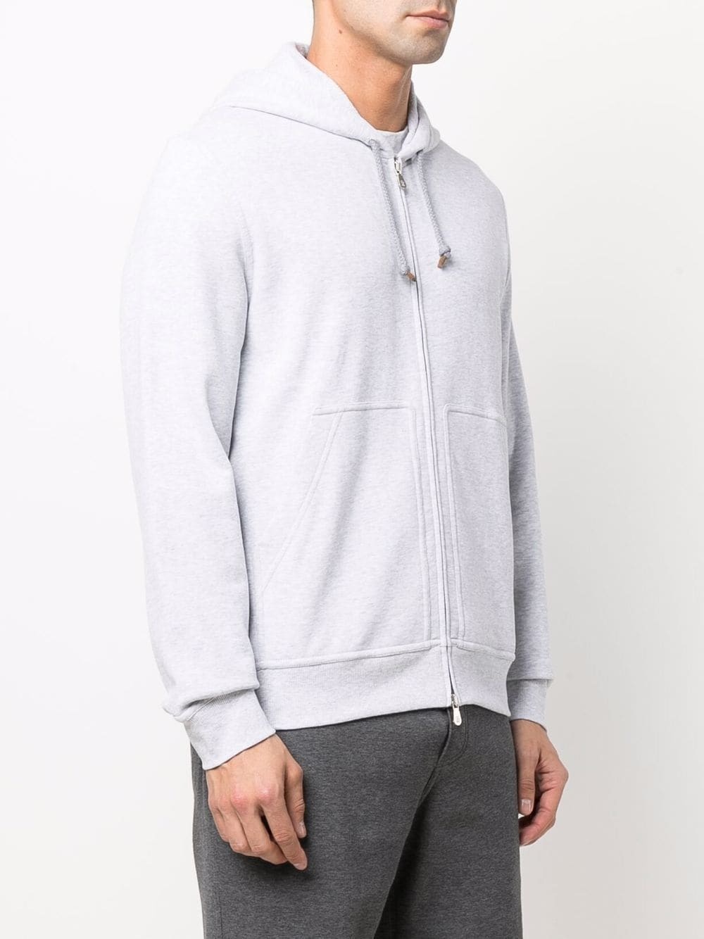 zipped-up cotton hoodie - 3