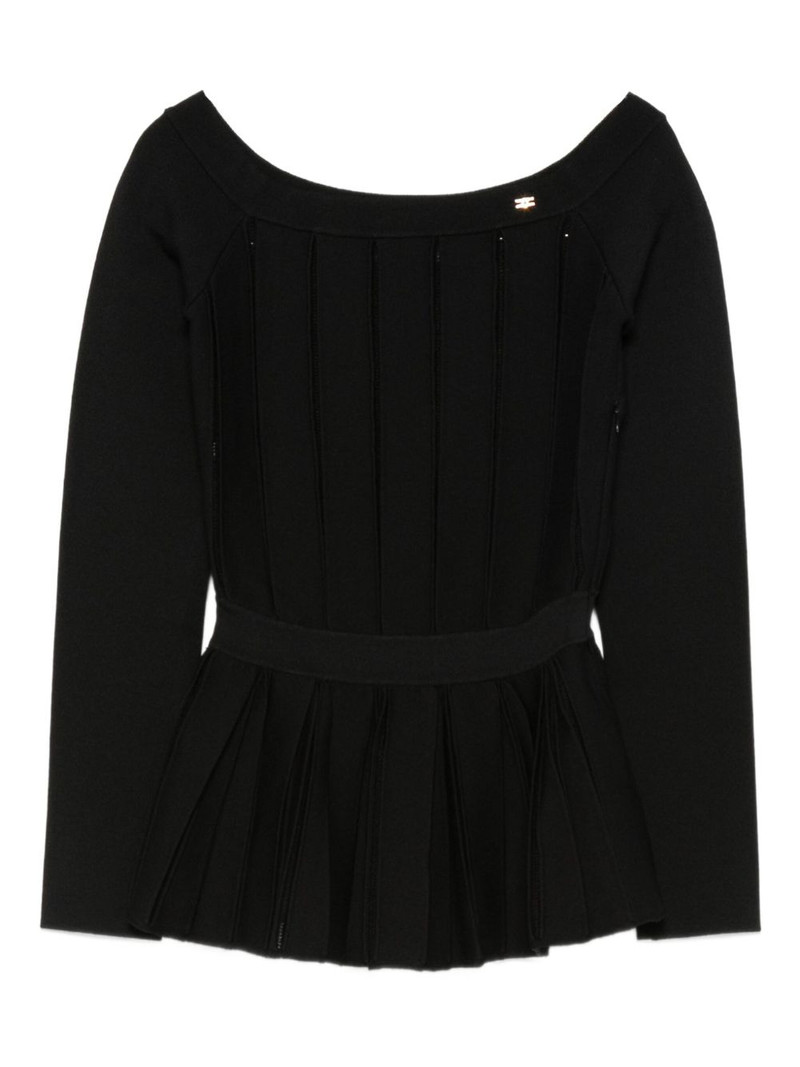 pleated-panel boat-neck sweater 1