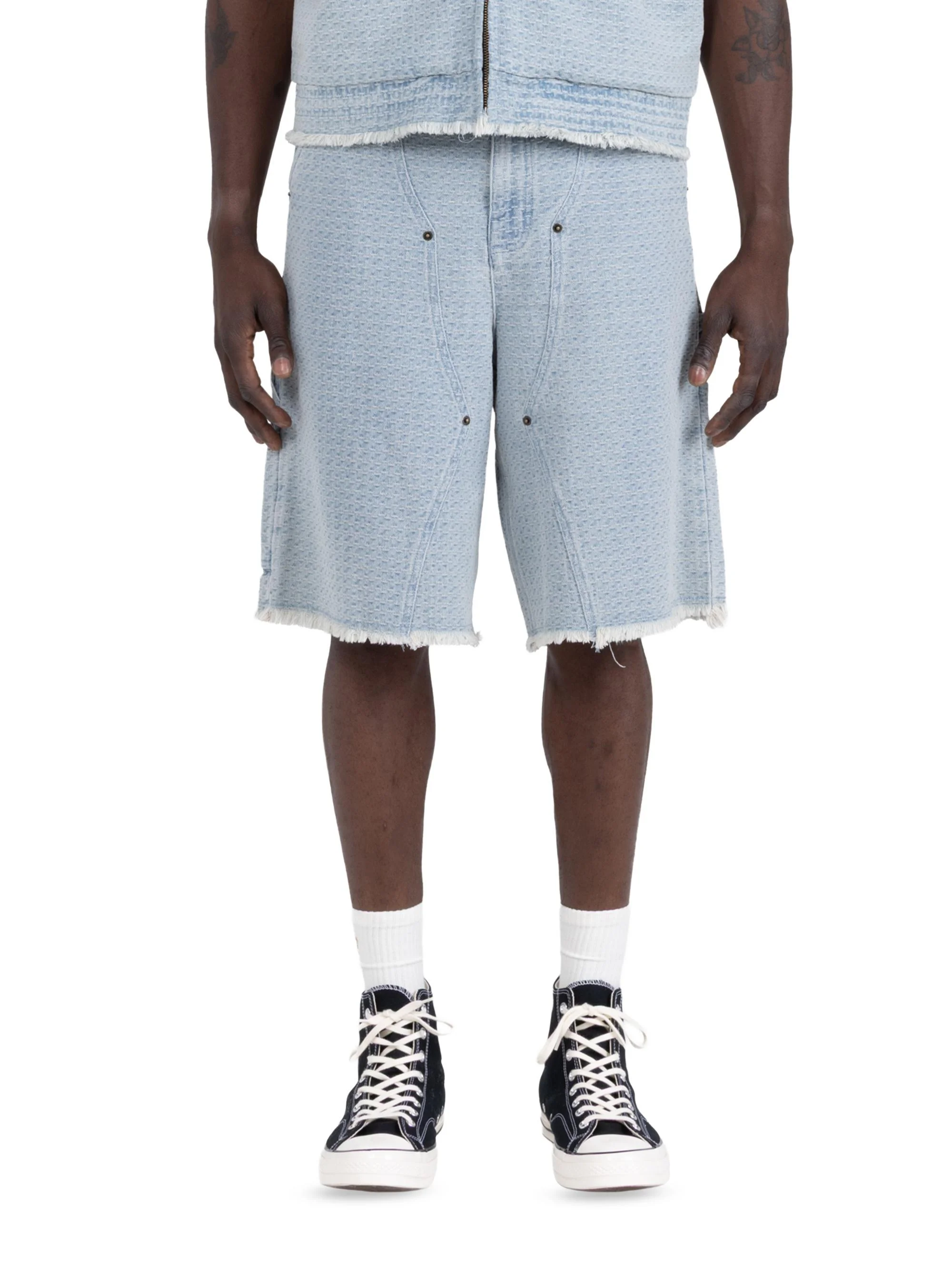 Men's Raw-Edge Denim Shorts - Light Indigo - 1