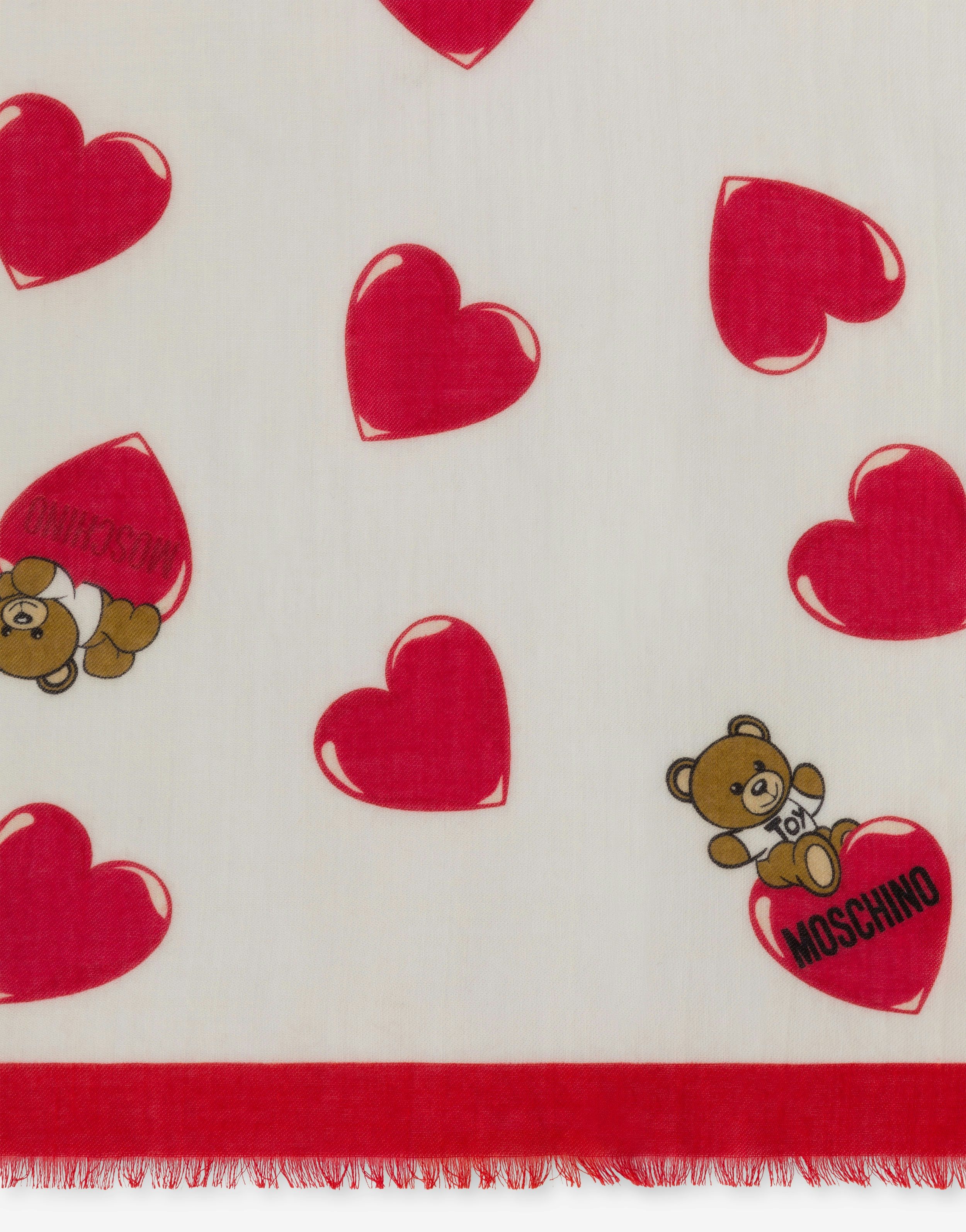 ALLOVER RED HEARTS WOOL STOLE - 3