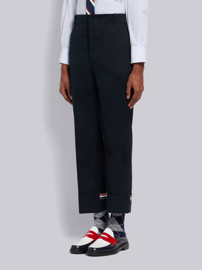 Thom Browne Navy Cotton Twill Straight Leg Beltloop Trouser outlook