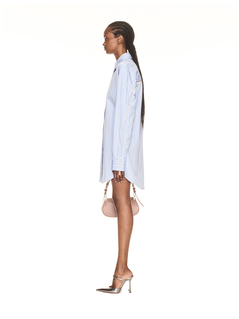Stripe Poplin Round Zip Shirt Light Blue 3
