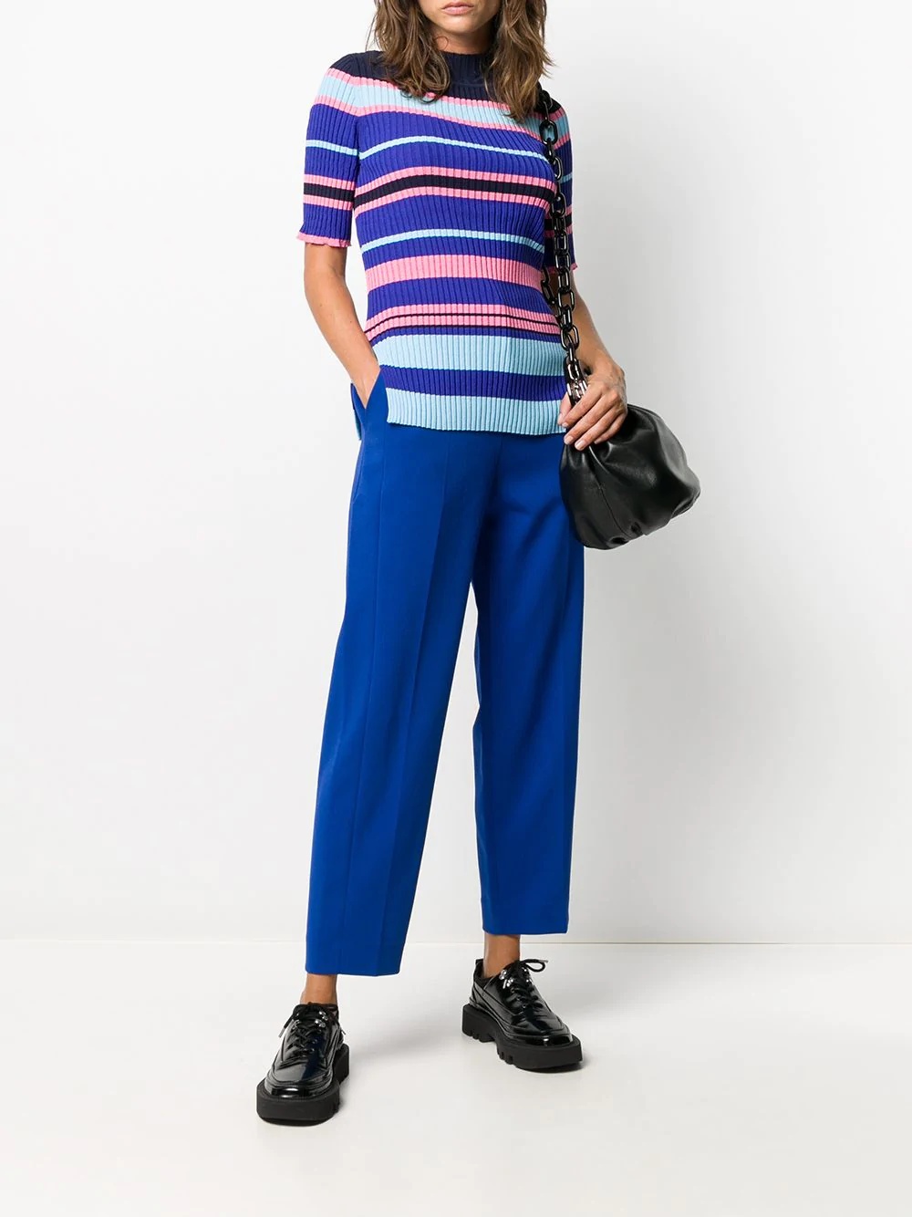 striped mock-neck ribbed top - 2